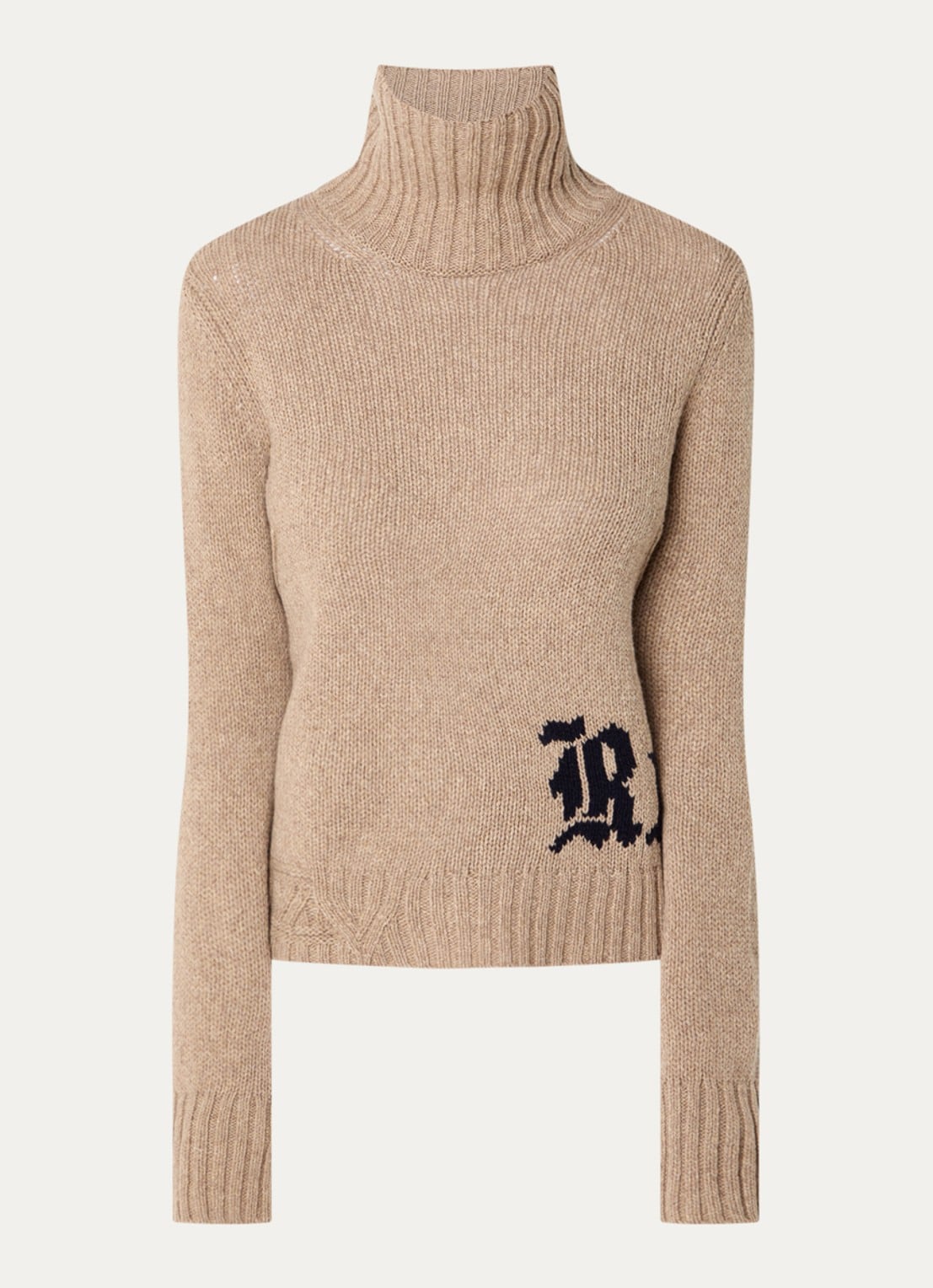 Zadig&Voltaire Nalma grofgebreide trui van wol - voorkant donkerbeige