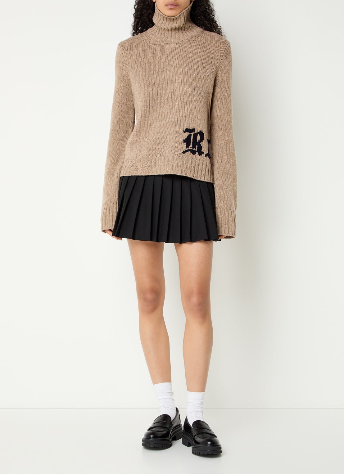 Zadig&Voltaire Nalma grofgebreide trui van wol - voorkant 2 donkerbeige