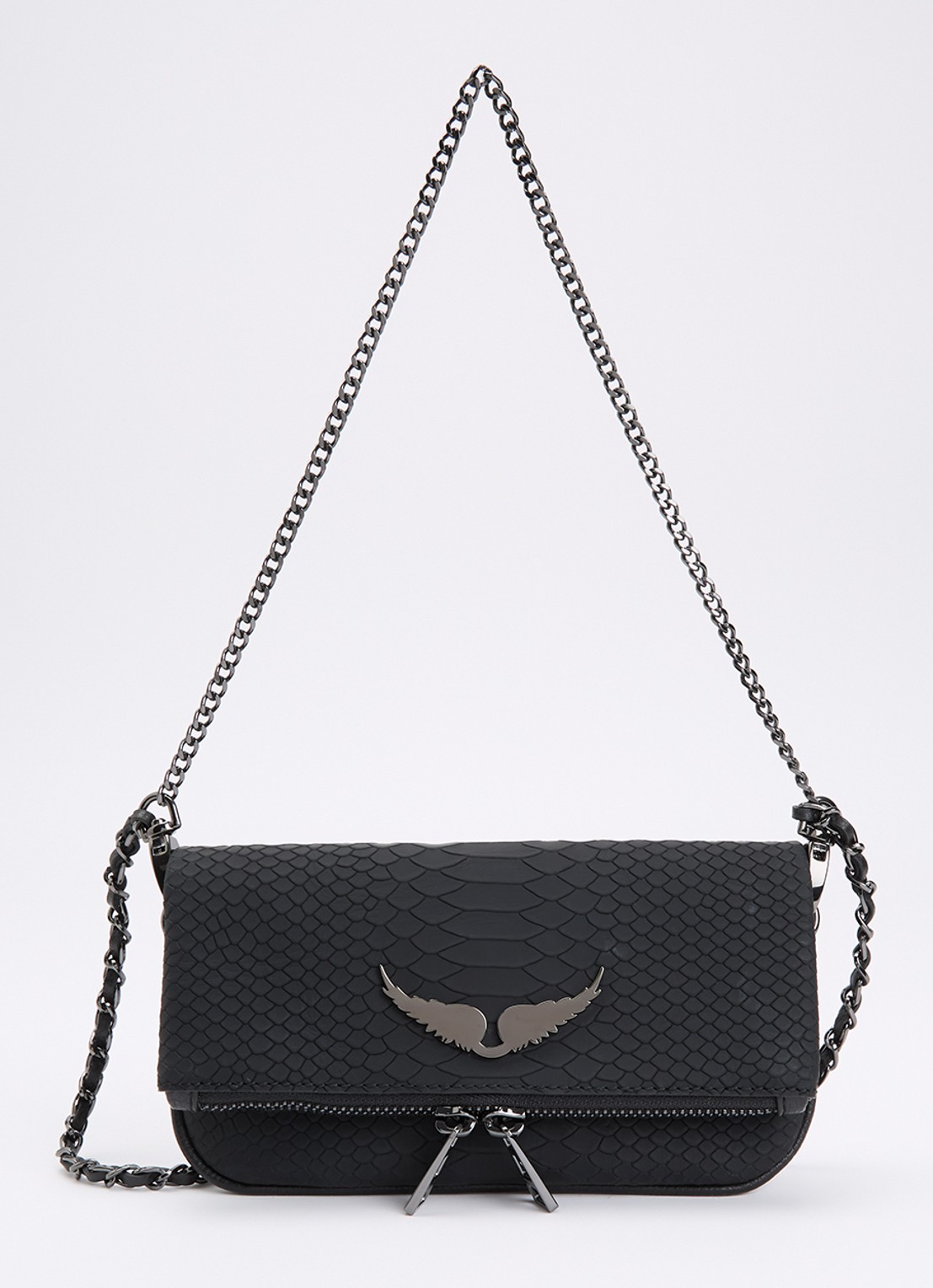 Zadig&Voltaire Nano Soft Savage Rock clutch van leer - voorkant zwart