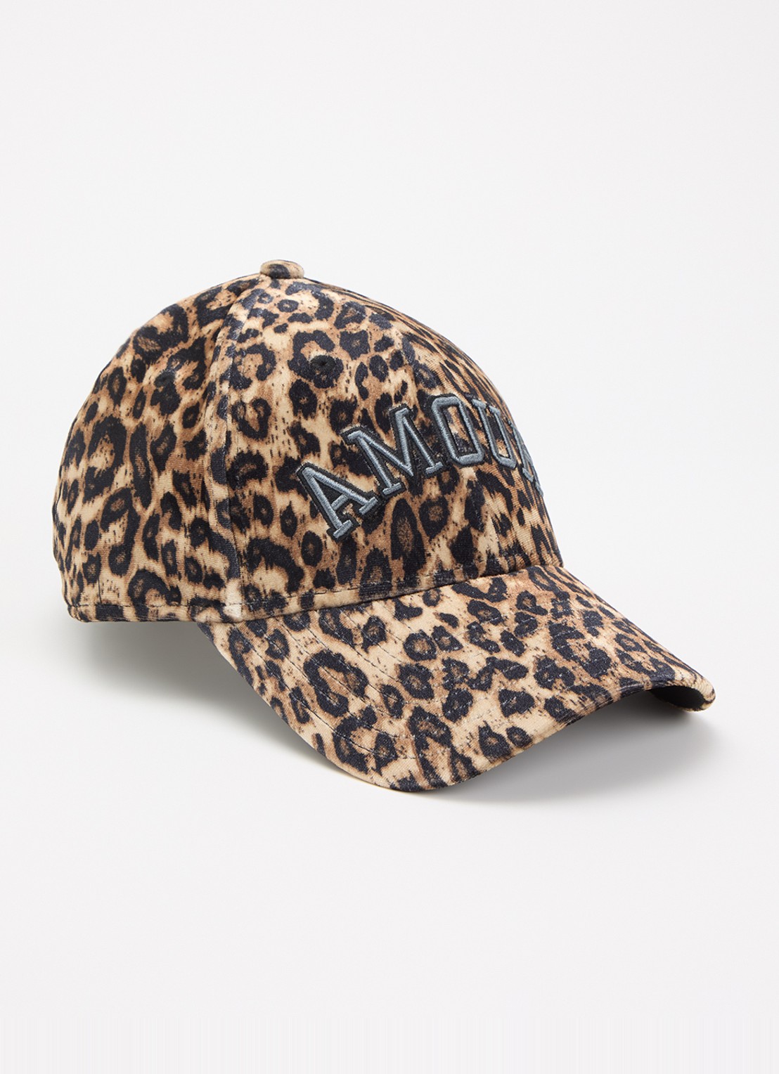 Zadig&Voltaire New Era x ZV pet van fluweel met panterprint en logoborduring - voorkant camel