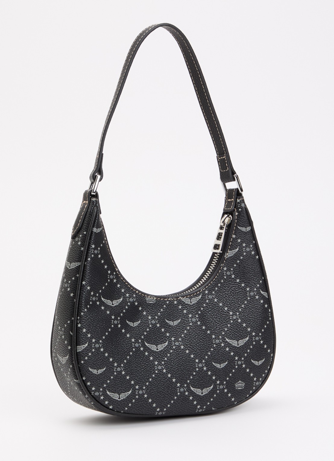 Zadig&Voltaire Night out schoudertas met logoprint - achterkant 5 zwart
