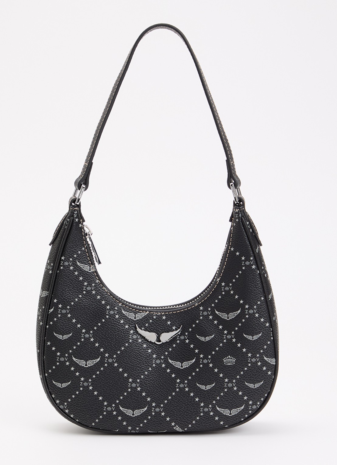Zadig&Voltaire Night out schoudertas met logoprint - voorkant zwart