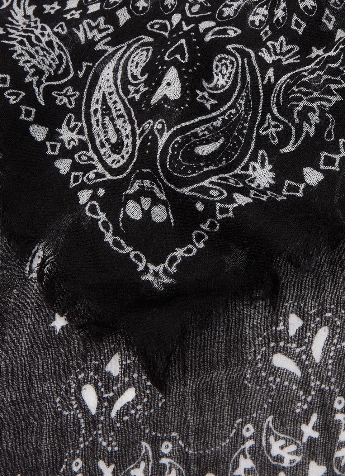 Zadig&Voltaire Nuage sjaal van kasjmier met paisley dessin 90 x 90 cm - detail 2 zwart