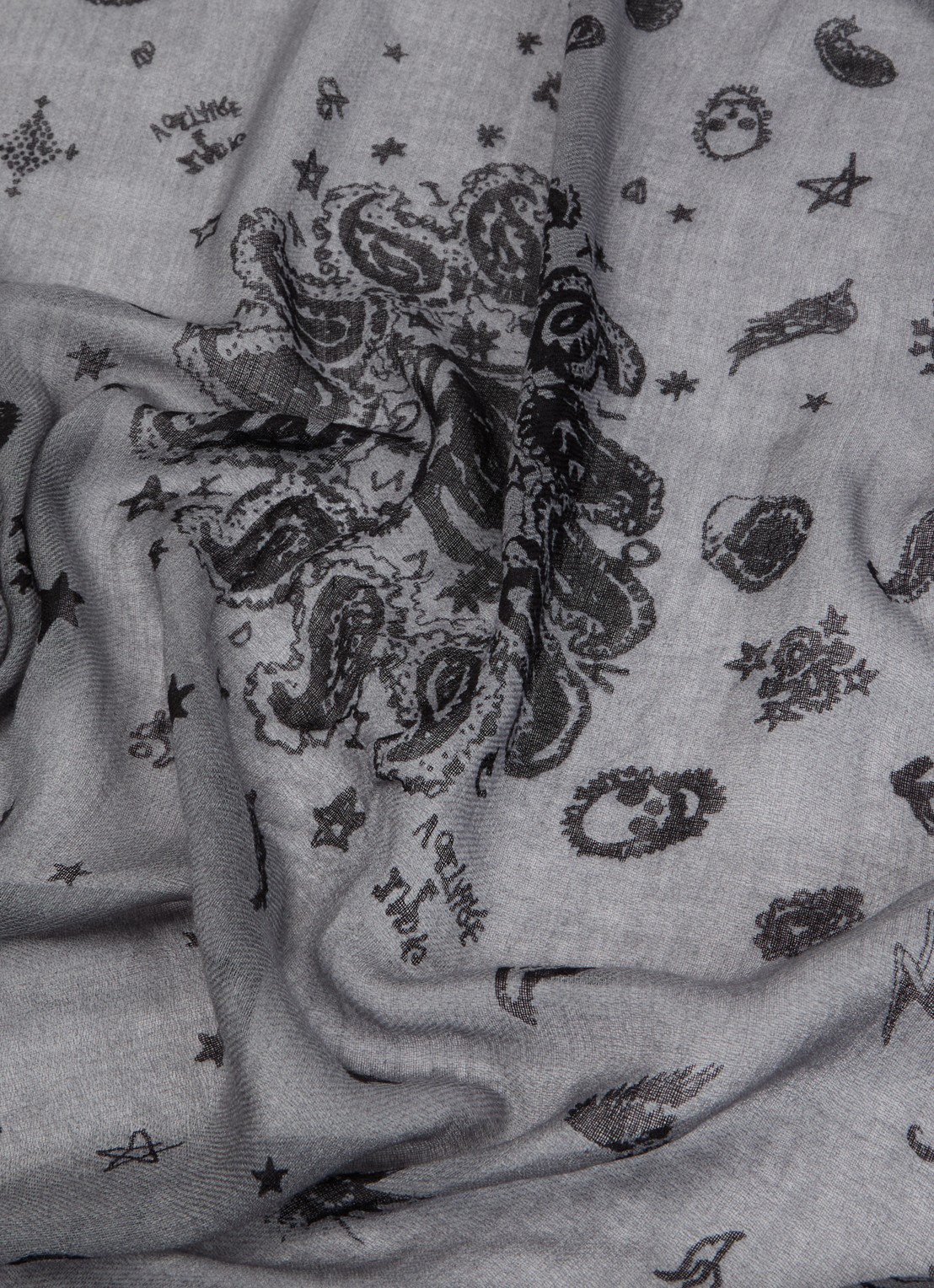 Zadig&Voltaire Nuage sjaal van kasjmier met paisley dessin 90 x 90 cm - detail 2 donkergrijs