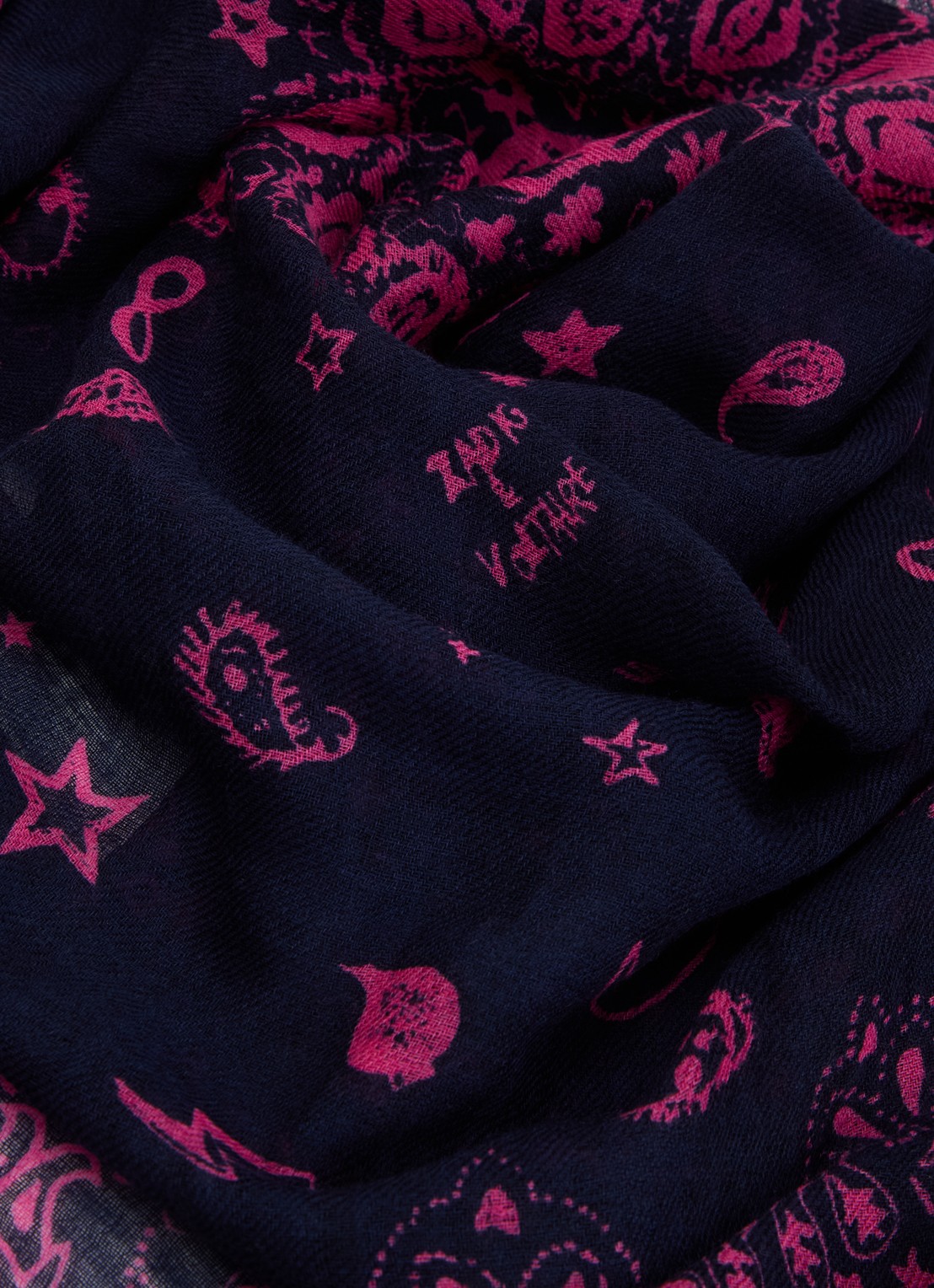 Zadig&Voltaire Nuage sjaal van kasjmier met paisley dessin 90 x 90 cm - detail 3 fuchsia