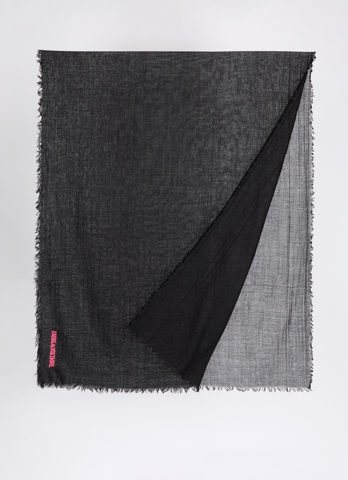 Zadig&Voltaire Nuage sjaal van kasjmierblend met logo 200 x 80 cm - detail 2 zwart