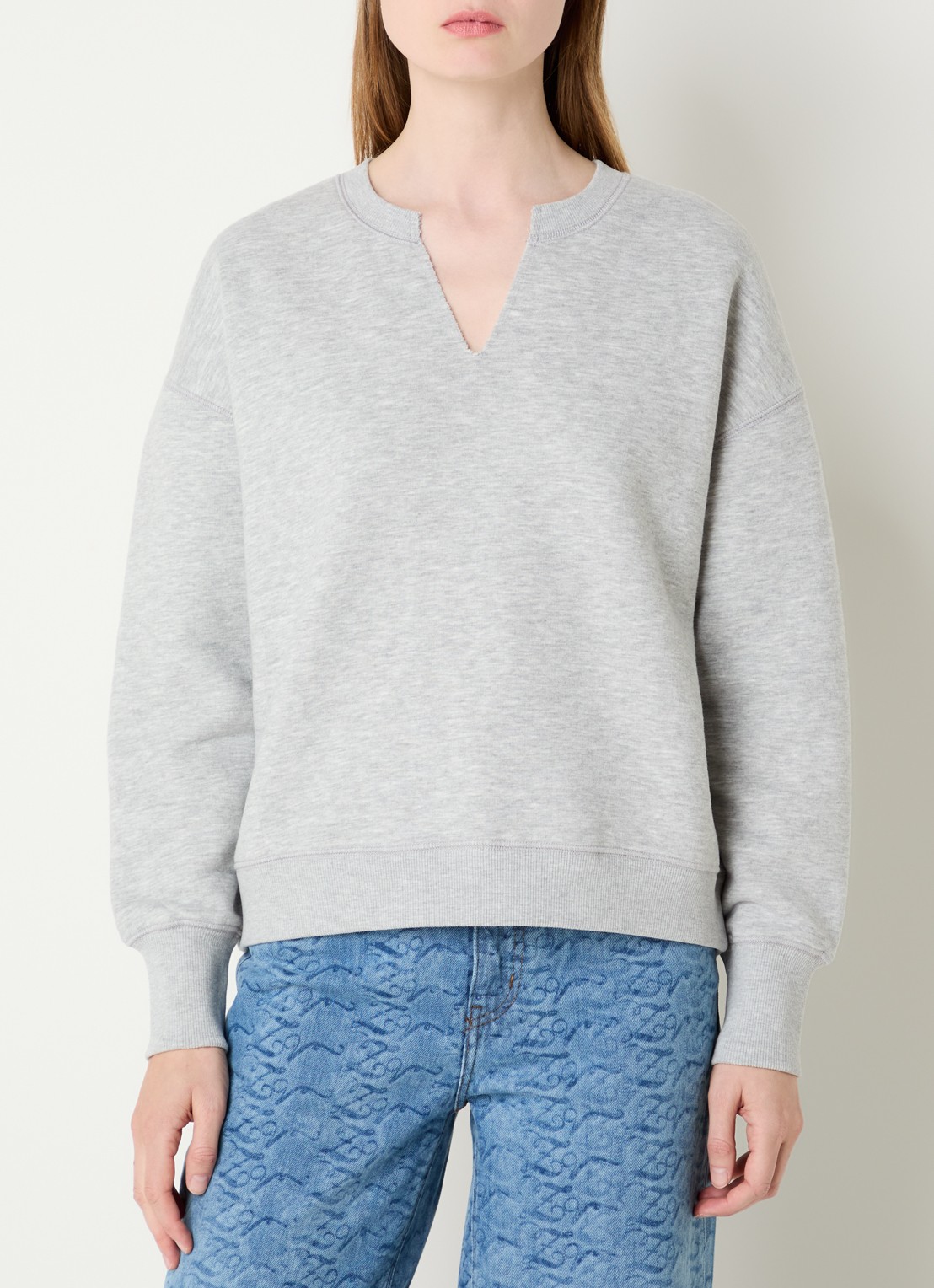 Zadig&Voltaire Olive sweater met flock logoprint - achterkant grijsmele
