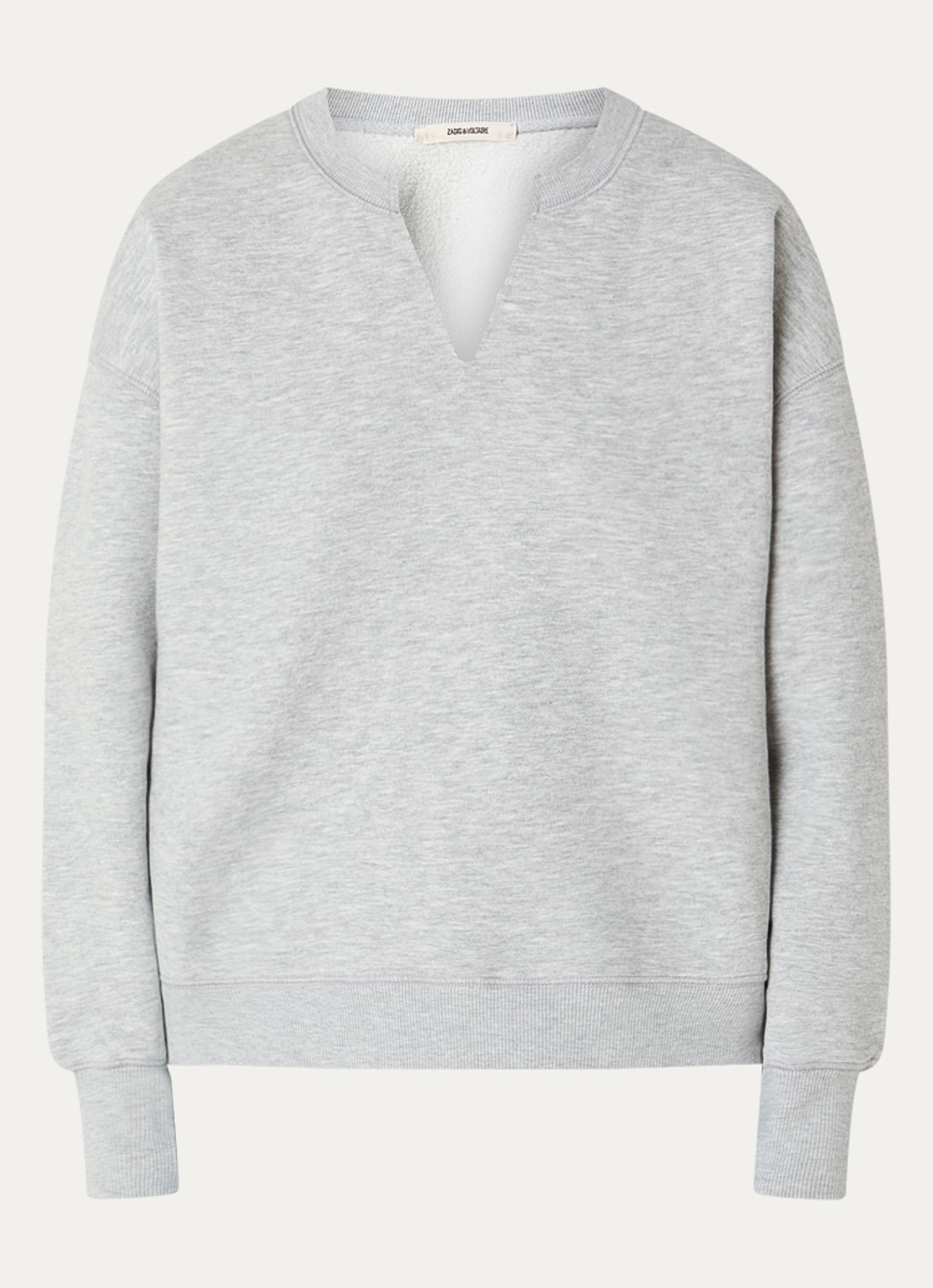 Zadig&Voltaire Olive sweater met flock logoprint - voorkant 3 grijsmele