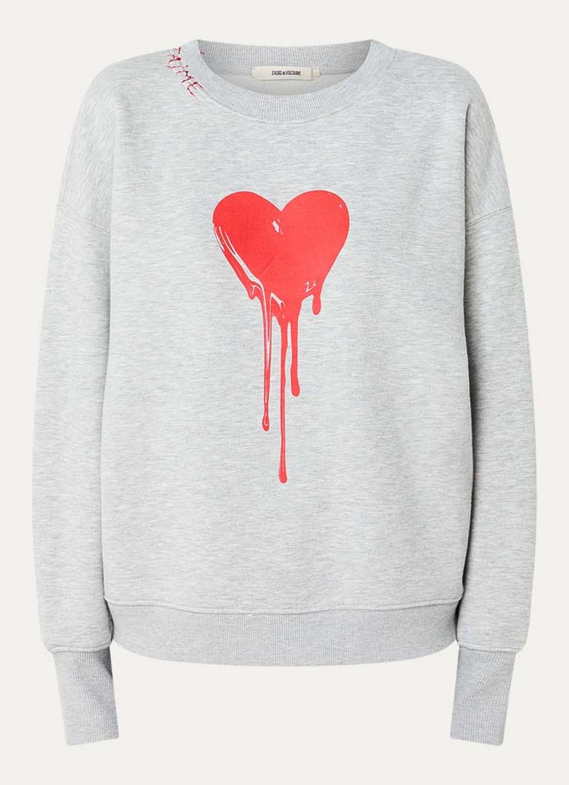 Zadig&Voltaire Oscar sweater met print - voorkant 2 grijsmele