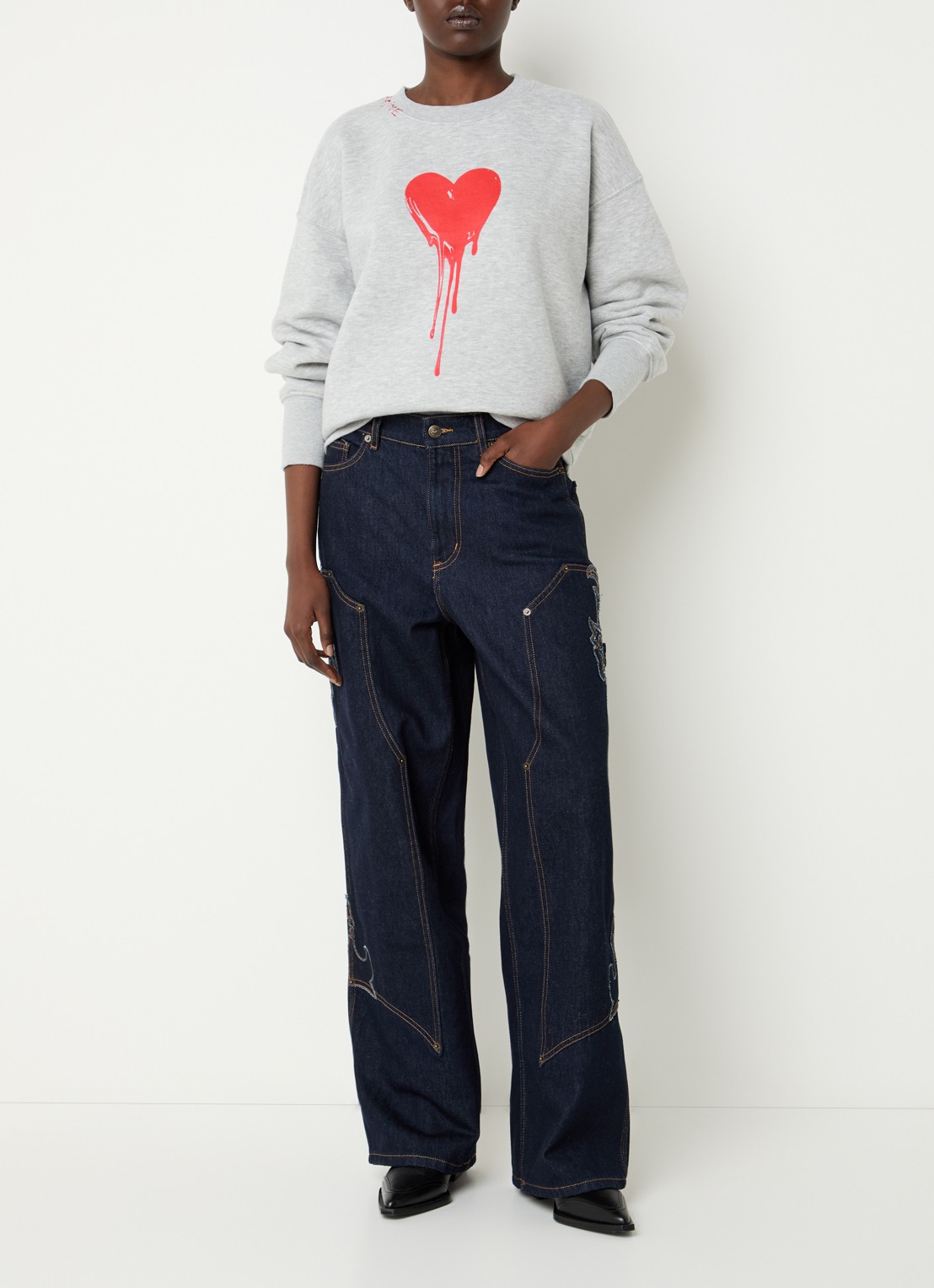 Zadig&Voltaire Oscar sweater met print - voorkant 3 grijsmele