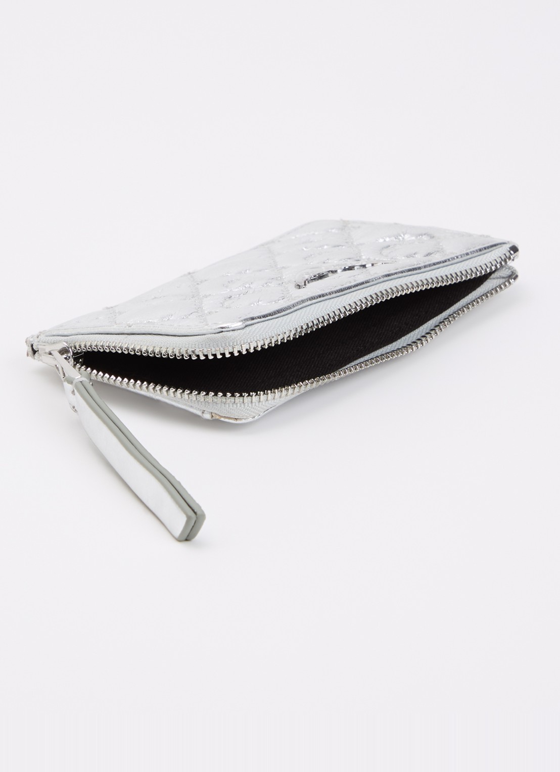 Zadig&Voltaire Pasjeshouder van leer met metallic finish en quilt patroon - voorkant 3 zilver