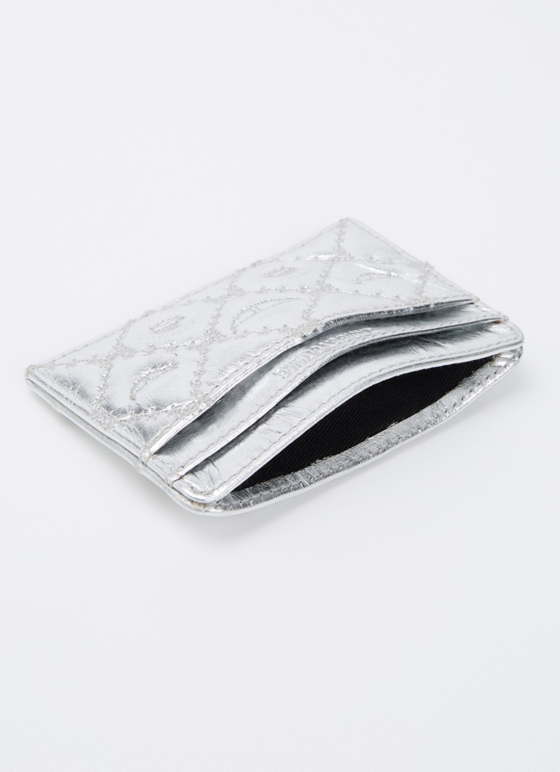 Zadig&Voltaire Pasjeshouder van leer met metallic finish en quilt patroon - voorkant 3 zilver
