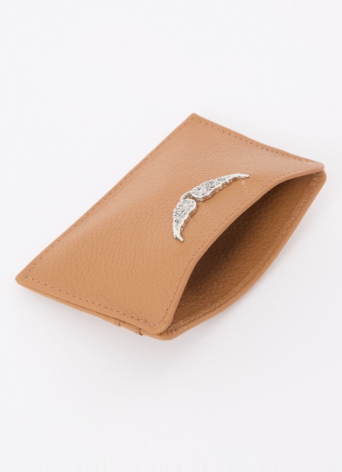 Zadig&Voltaire Pasjeshouder van leer - voorkant 2 camel