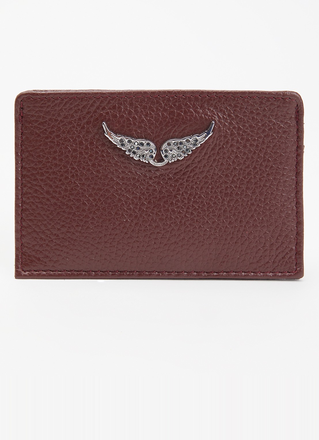 Zadig&Voltaire Pasjeshouder van leer - voorkant bordeauxrood