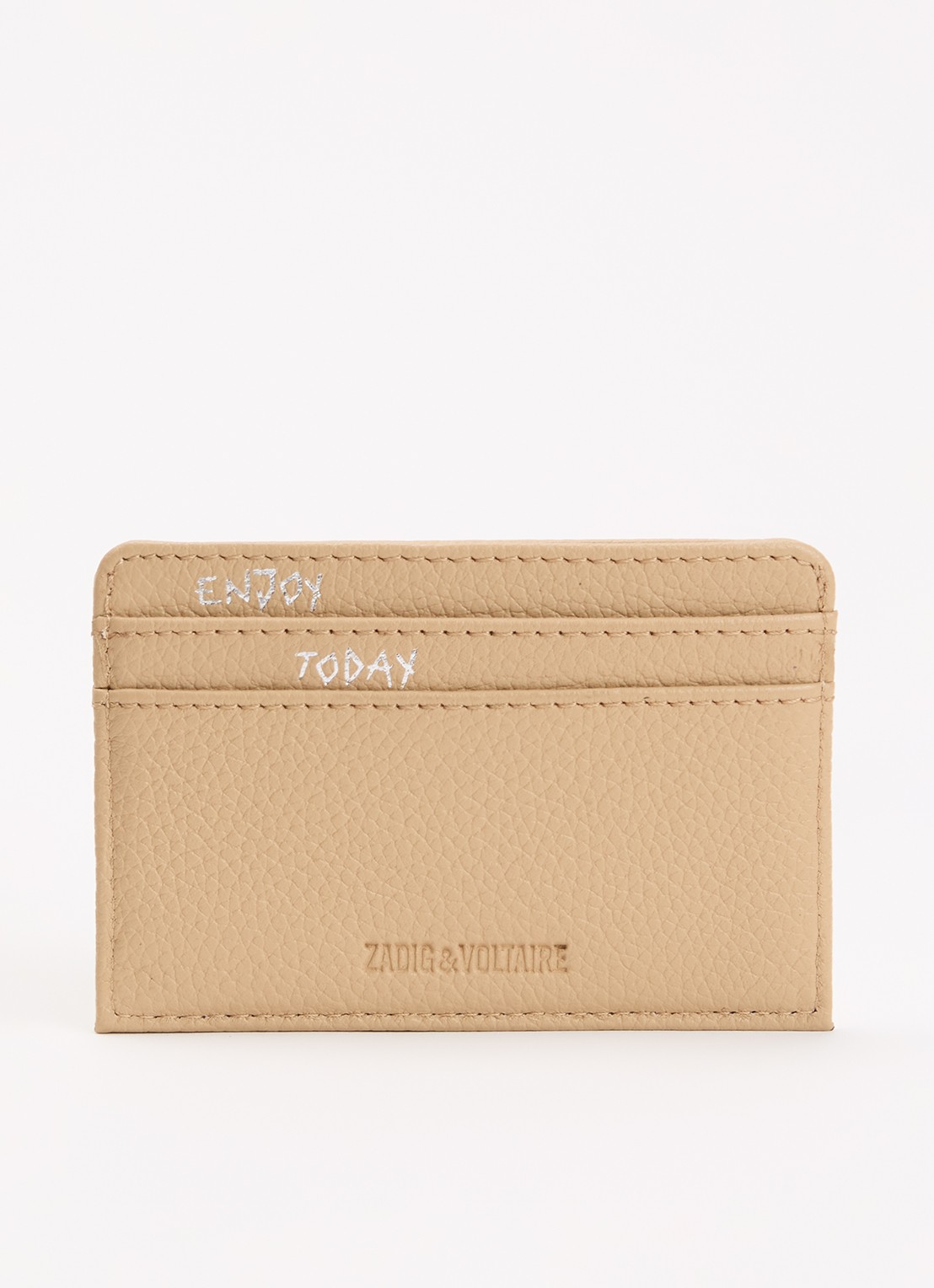Zadig&Voltaire Pasjeshouder van leer - achterkant beige