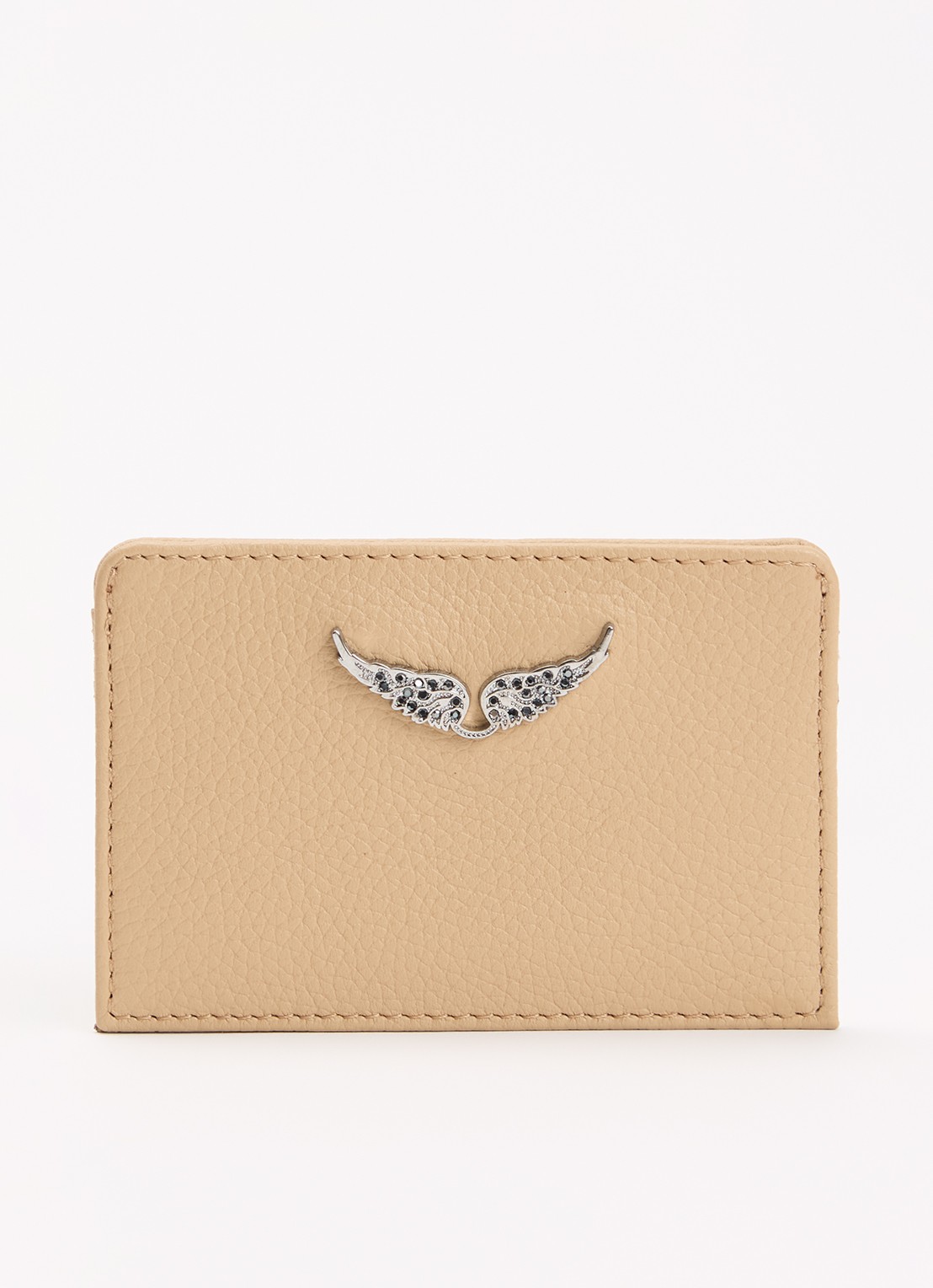 Zadig&Voltaire Pasjeshouder van leer - voorkant 2 beige