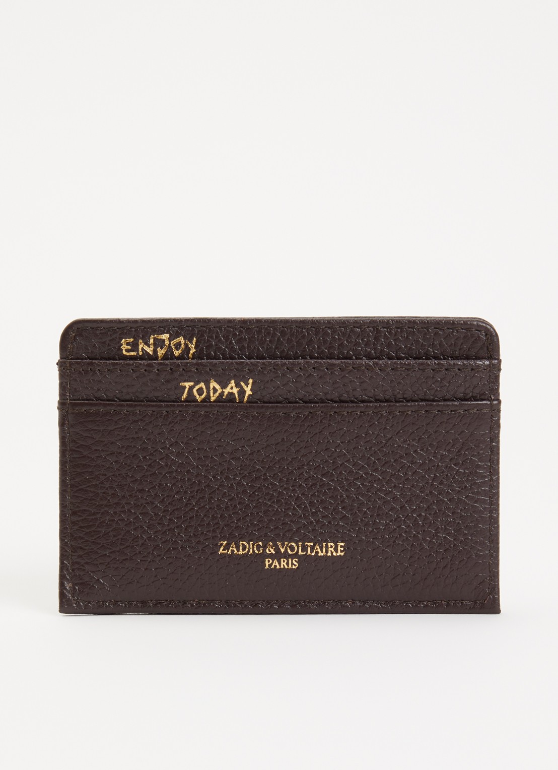 Zadig&Voltaire Pasjeshouder van leer - detail donkerbruin