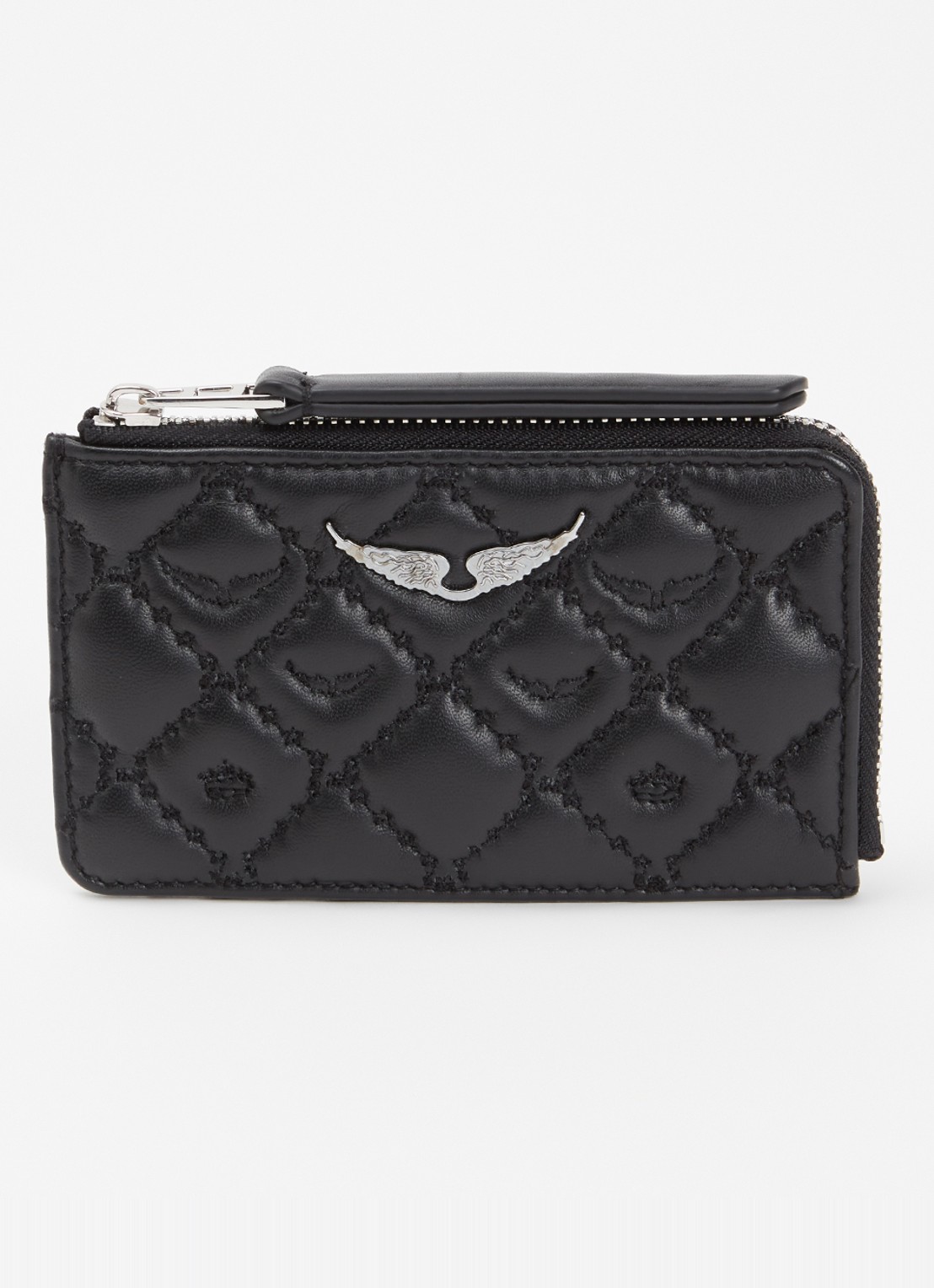 Zadig&Voltaire Pasjeshouder van quilted lamsleer - voorkant zwart