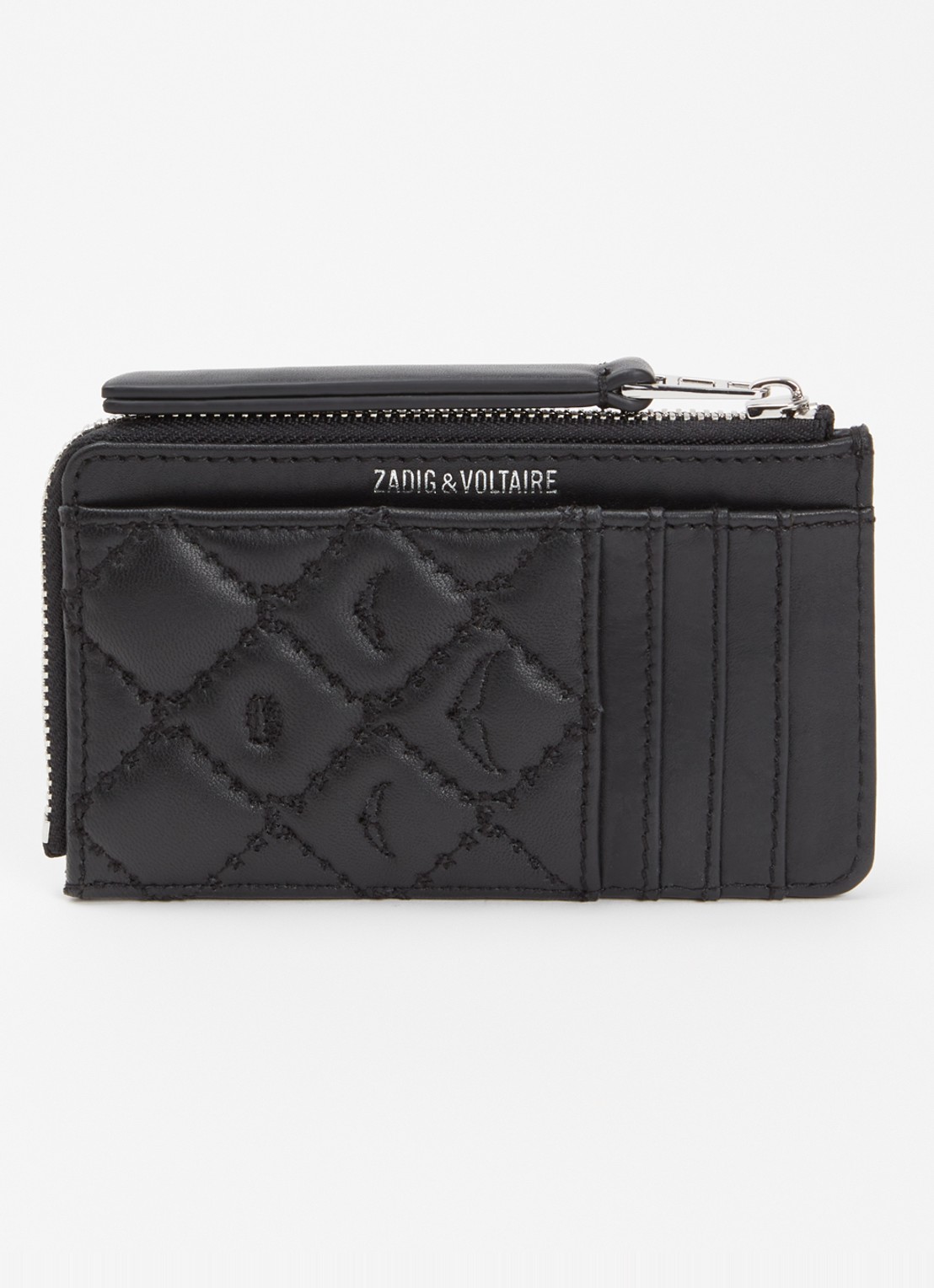 Zadig&Voltaire Pasjeshouder van quilted lamsleer - voorkant 2 zwart