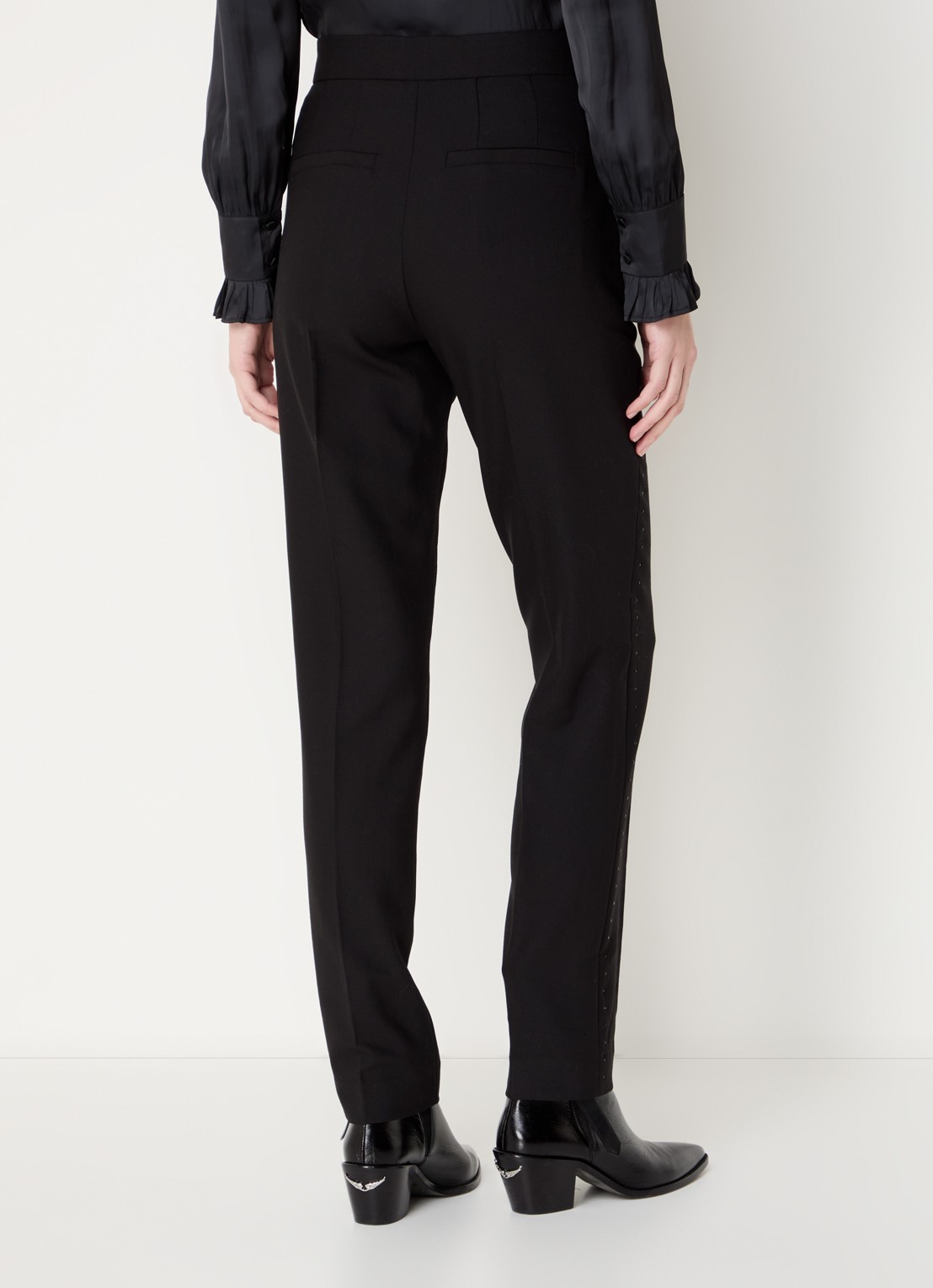 Zadig&Voltaire Penny high wasit slim fit pantalon met steekzakken - achterkant zwart