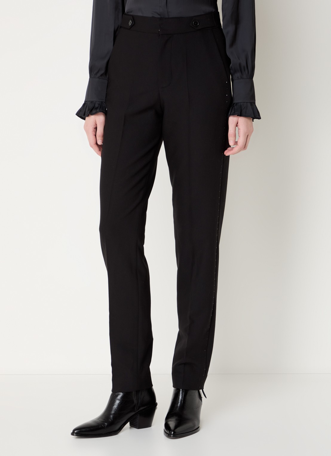 Zadig&Voltaire Penny high wasit slim fit pantalon met steekzakken - detail 2 zwart
