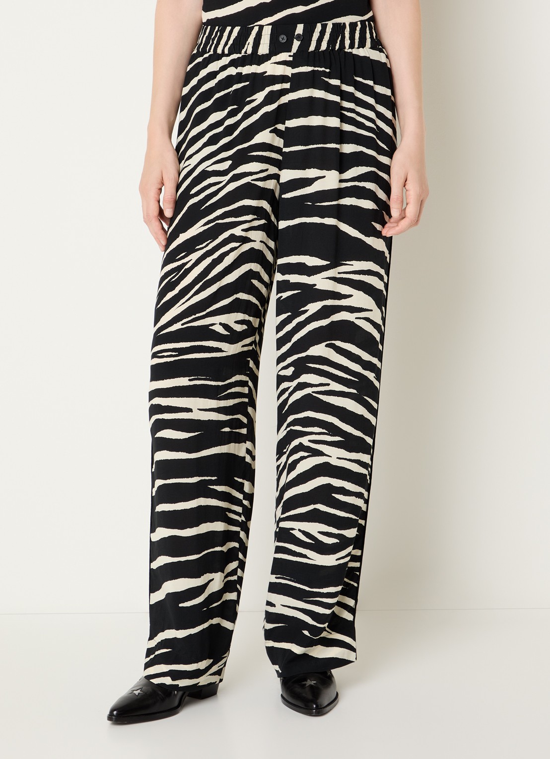 Zadig&Voltaire Pin high waist straight fit broek met steekzakken - detail zwart