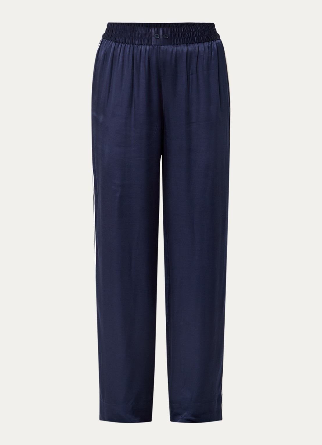 Zadig&Voltaire Pin high waist straight fit broek van satijn - voorkant 2 donkerblauw