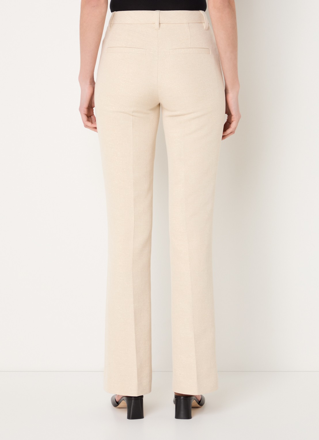 Zadig&Voltaire Pistol high waist straight fit pantalon met lurex - achterkant 5 vanillegeel