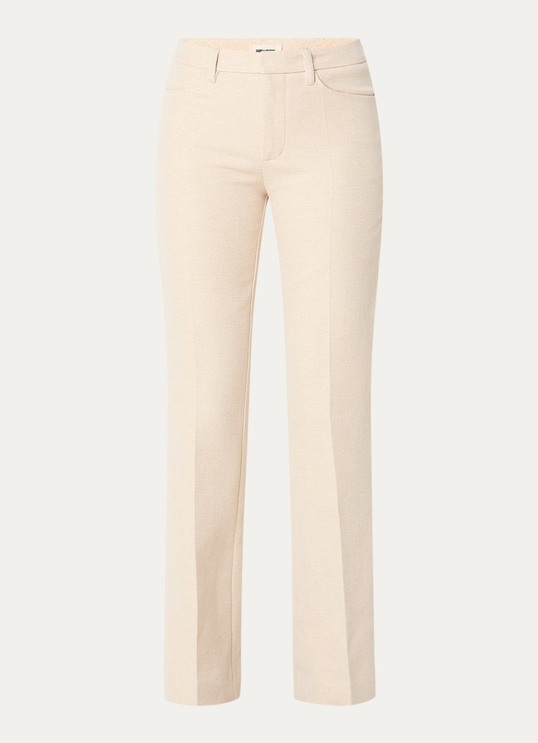 Zadig&Voltaire Pistol high waist straight fit pantalon met lurex - voorkant vanillegeel