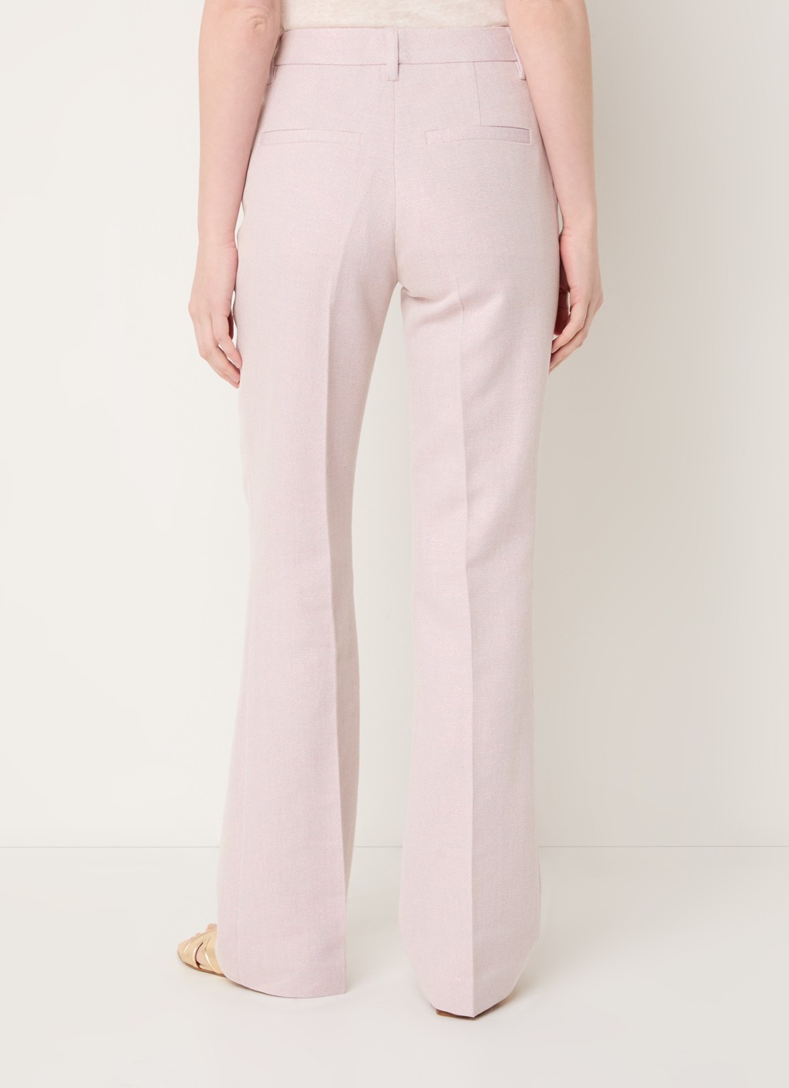 Zadig&Voltaire Pistol high waist straight fit pantalon met lurex - achterkant oudroze