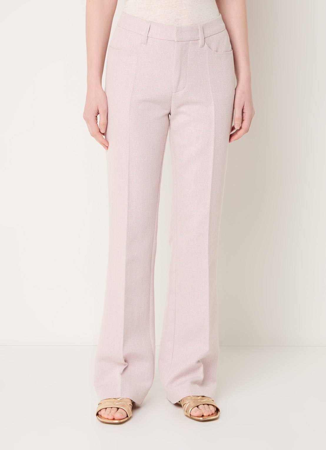 Zadig&Voltaire Pistol high waist straight fit pantalon met lurex - detail 4 oudroze