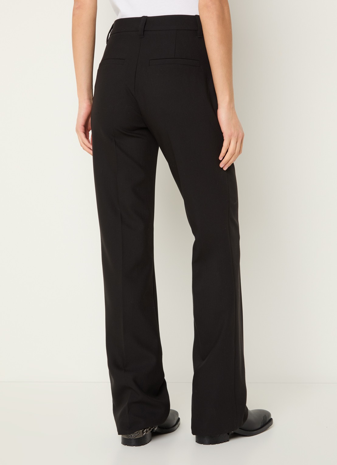 Zadig&Voltaire Pistol high waist straight fit pantalon met steekzakken - achterkant zwart