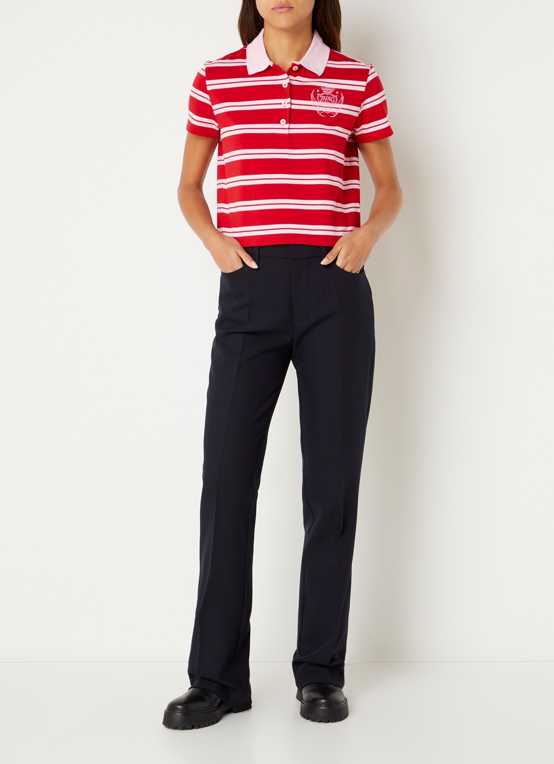 Zadig&Voltaire Pistol high waist straight fit pantalon met steekzakken - voorkant 2 donkerblauw