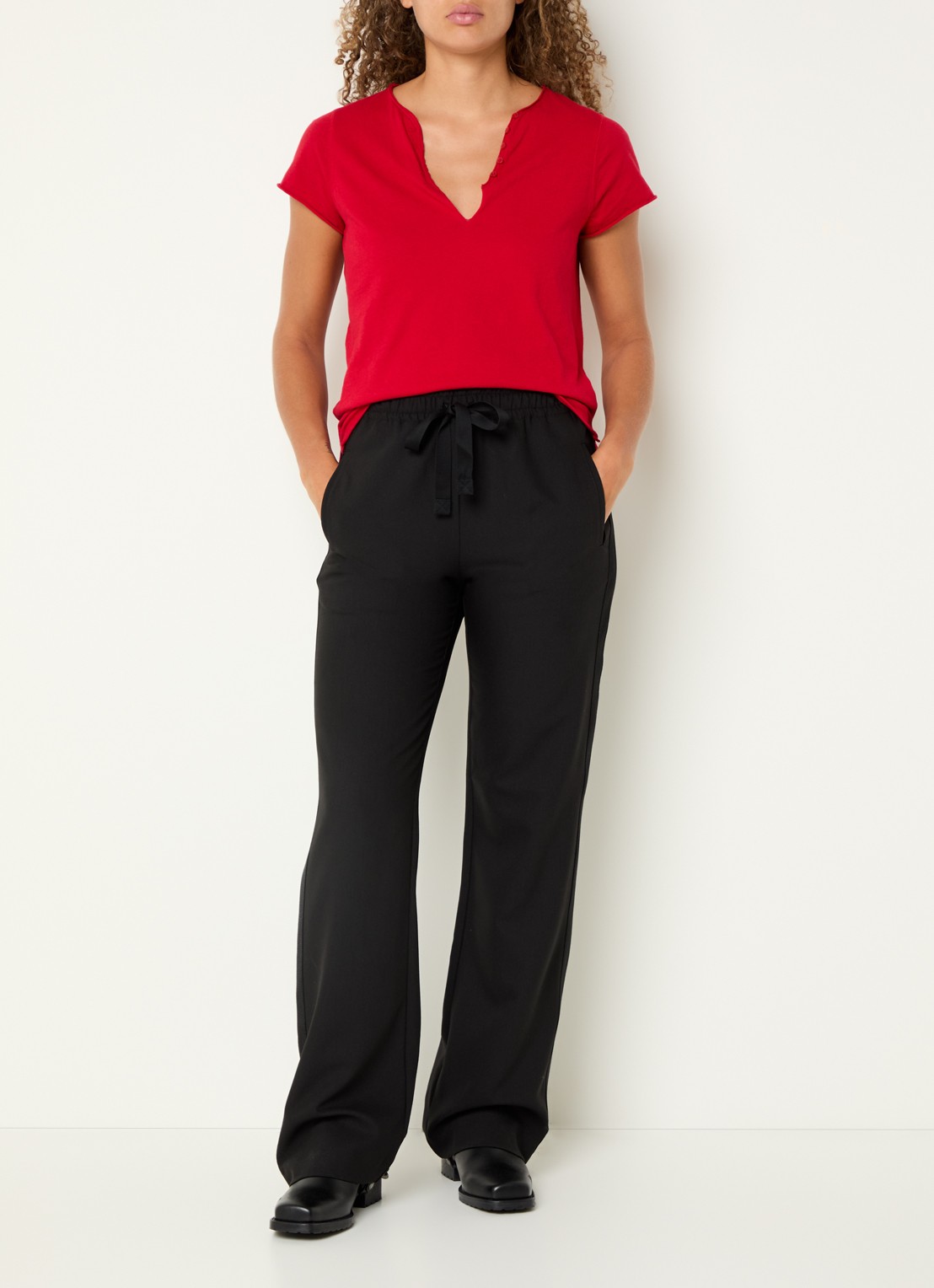 Zadig&Voltaire Poma high waist loose fit joggingbroek met steekzakken - voorkant 2 zwart