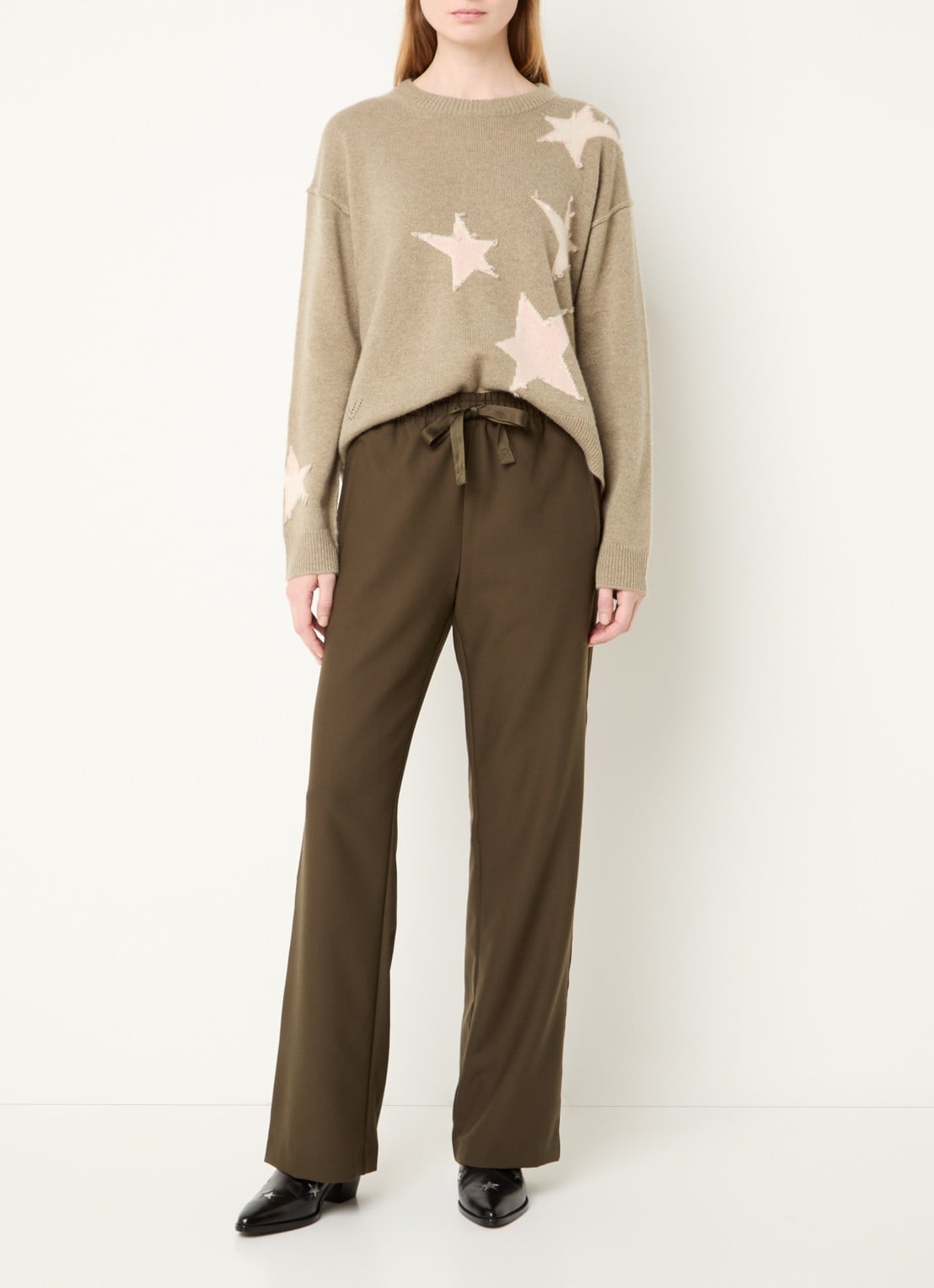 Zadig&Voltaire Poma high waist loose fit joggingbroek met steekzakken - voorkant 2 mosgroen