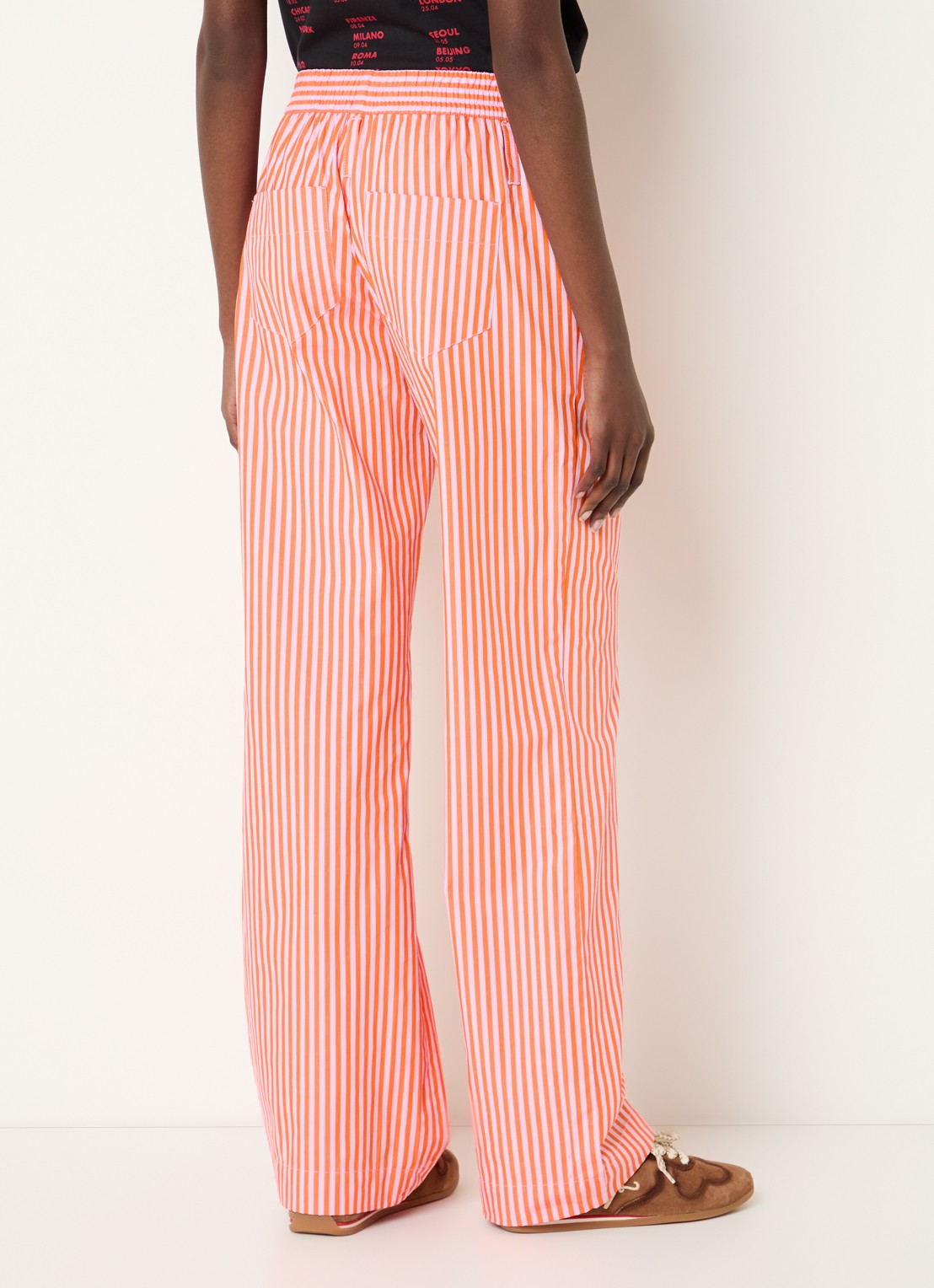 Zadig&Voltaire Poma high waist wide fit broek met streepprint - achterkant 4 oranje