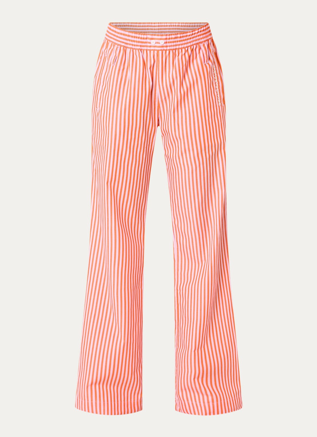 Zadig&Voltaire Poma high waist wide fit broek met streepprint - voorkant 2 oranje