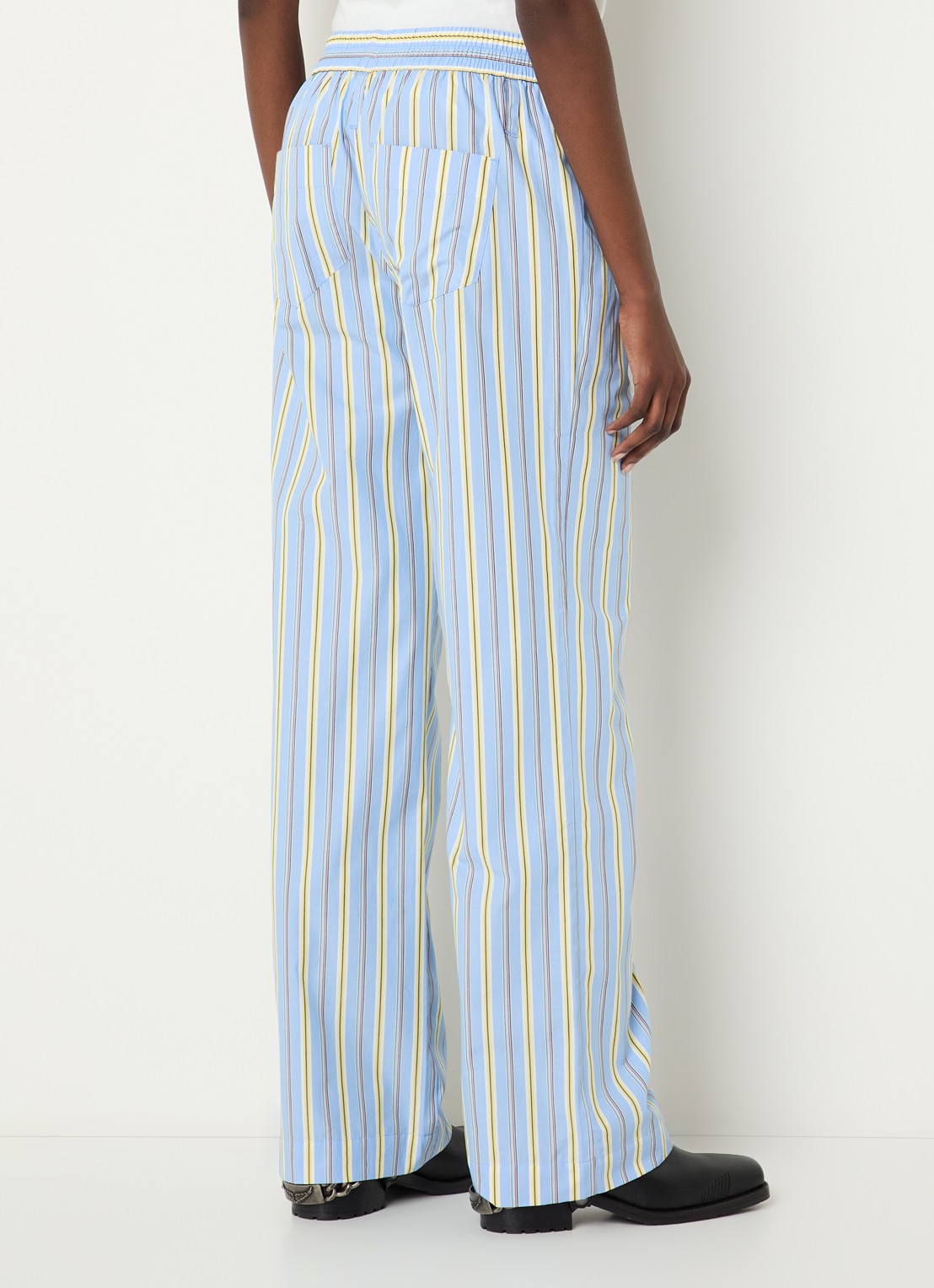 Zadig&Voltaire Poma straight fit broek met streepprint - achterkant lichtblauw