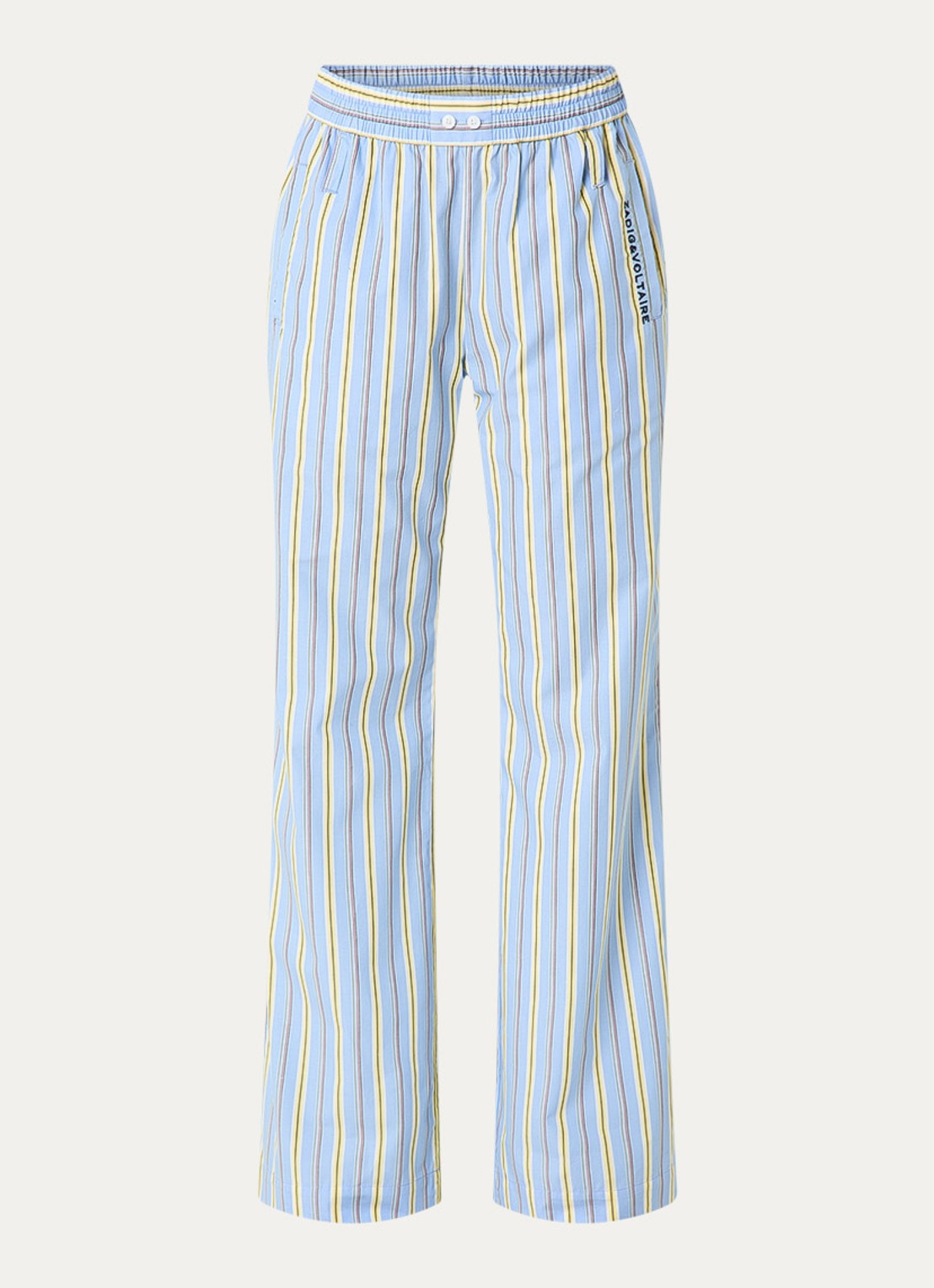 Zadig&Voltaire Poma straight fit broek met streepprint - voorkant 2 lichtblauw