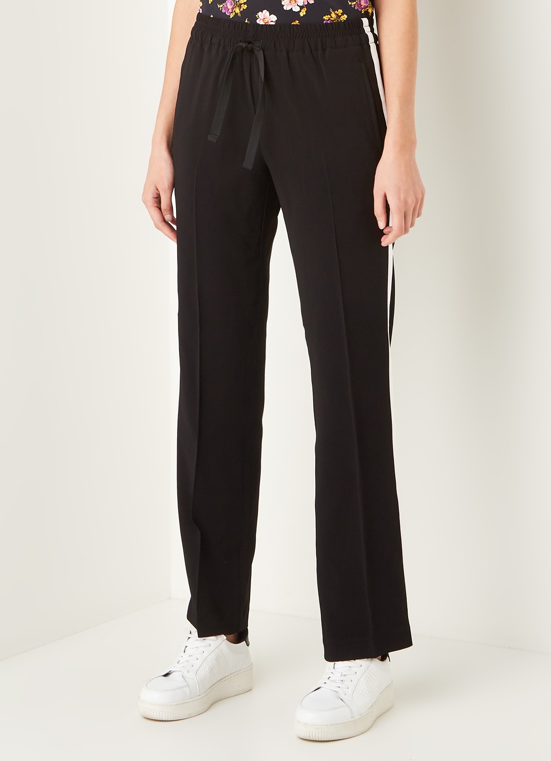 Zadig&Voltaire Pomy high waist straight fit trackpants van crêpe - detail 3 zwart