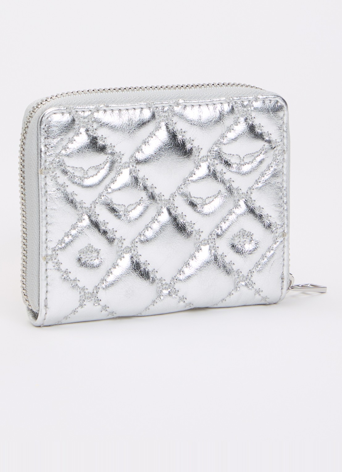 Zadig&Voltaire Portemonnee van leer met metallic finish en quilt patroon - achterkant 3 zilver