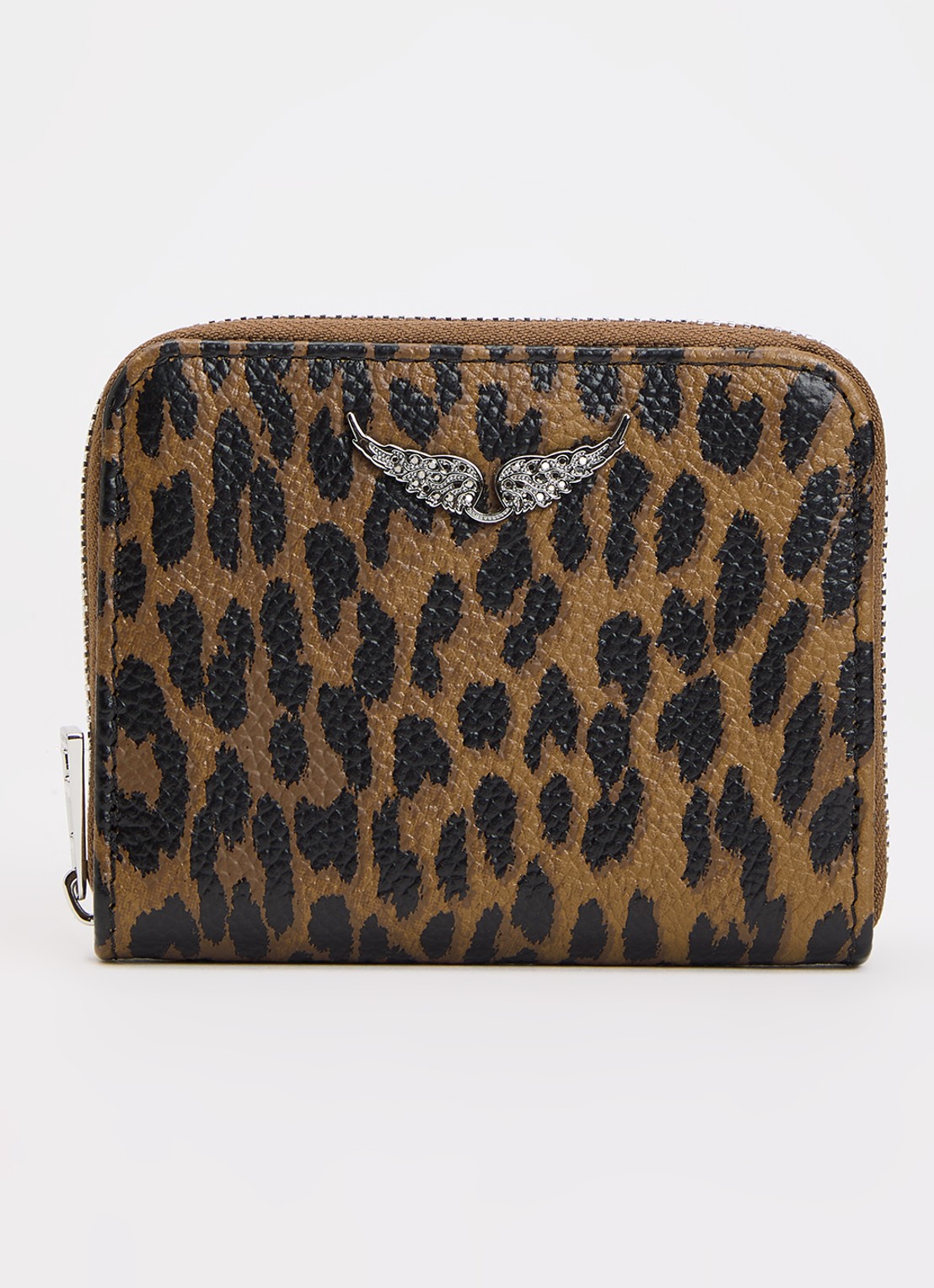 Zadig&Voltaire Portemonnee van leer met panterprint - voorkant 2 bruin
