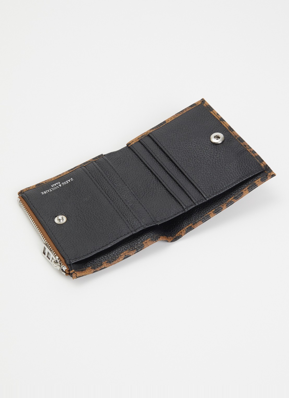 Zadig&Voltaire Portomonee van leer met panterprint  - voorkant 2 bruin