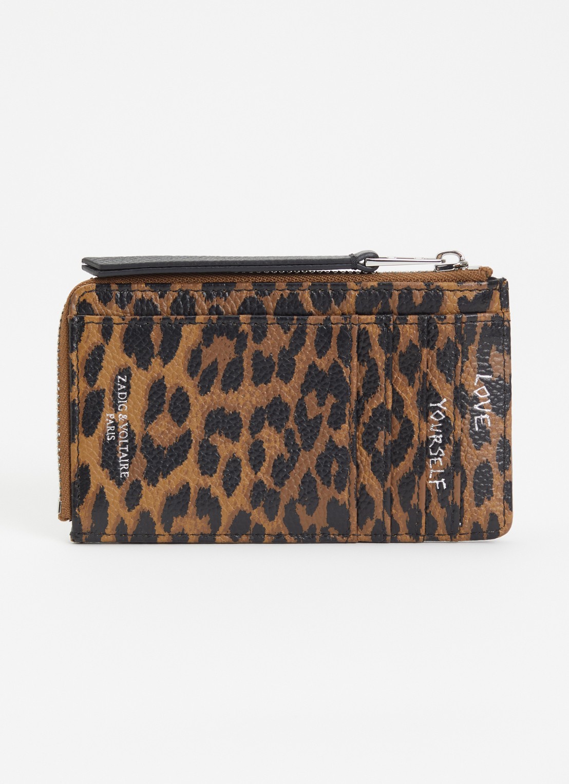 Zadig&Voltaire Portomonee van leer met panterprint  - achterkant 3 bruin