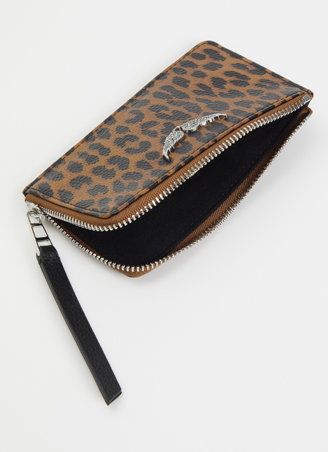 Zadig&Voltaire Portomonee van leer met panterprint  - voorkant 2 bruin