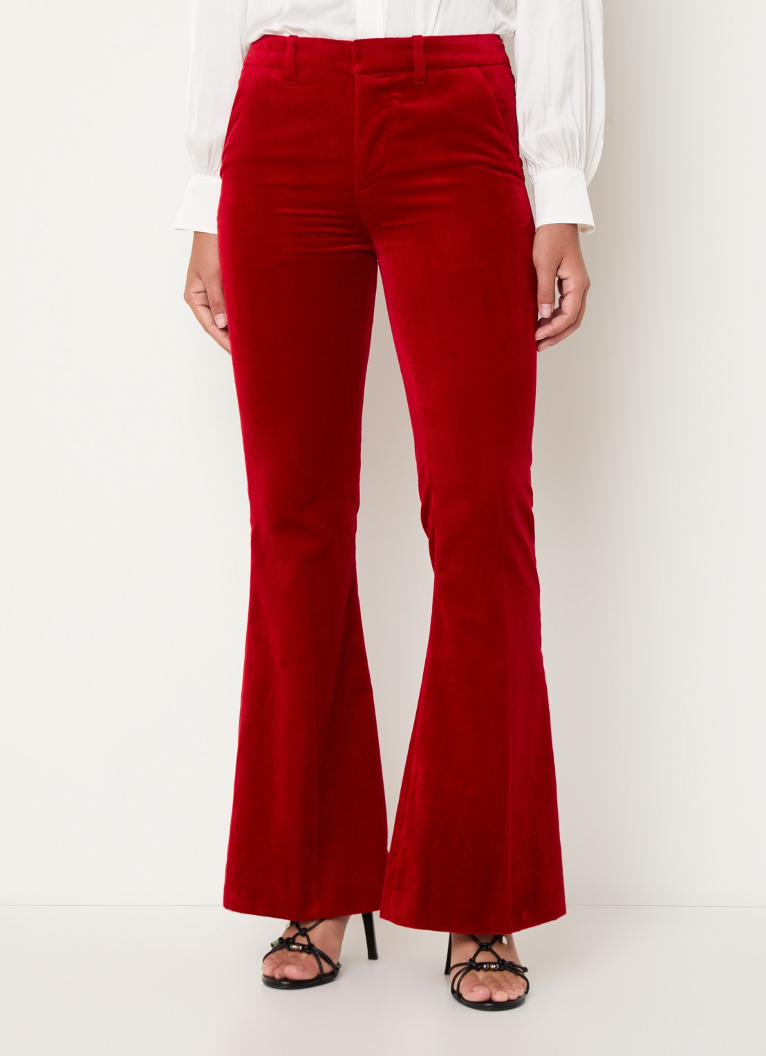 Zadig&Voltaire Prevy high waist flared fit pantalon van fluweel met steekzakken - detail 3 rood