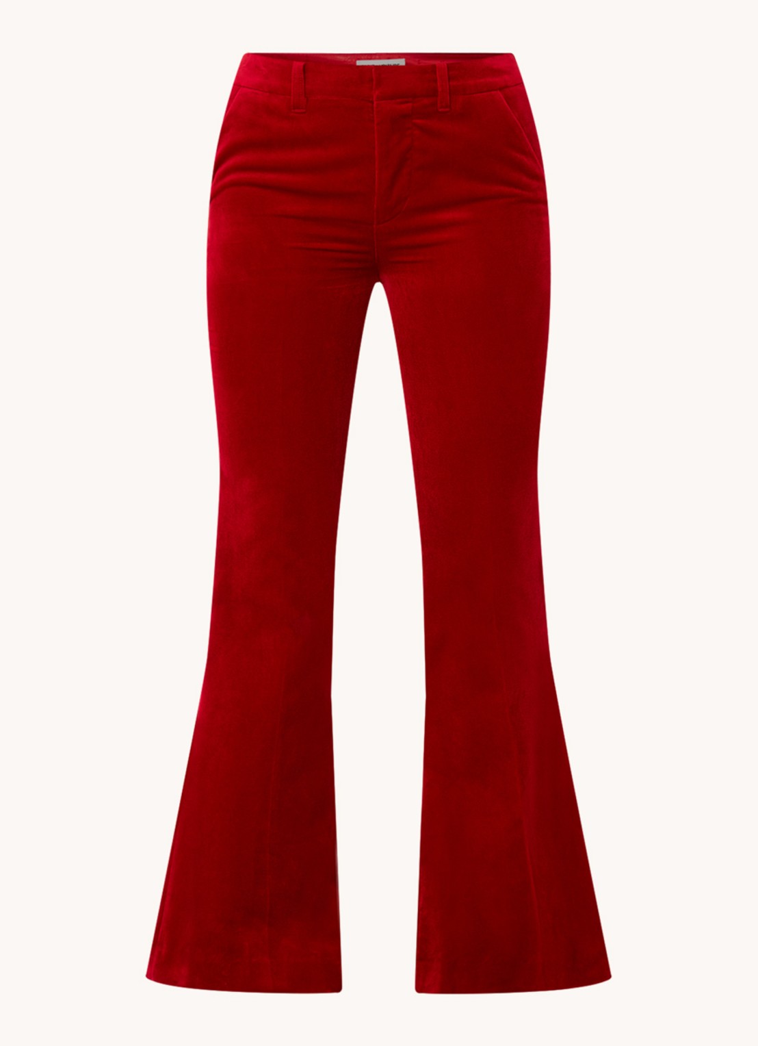 Zadig&Voltaire Prevy high waist flared fit pantalon van fluweel met steekzakken - voorkant rood
