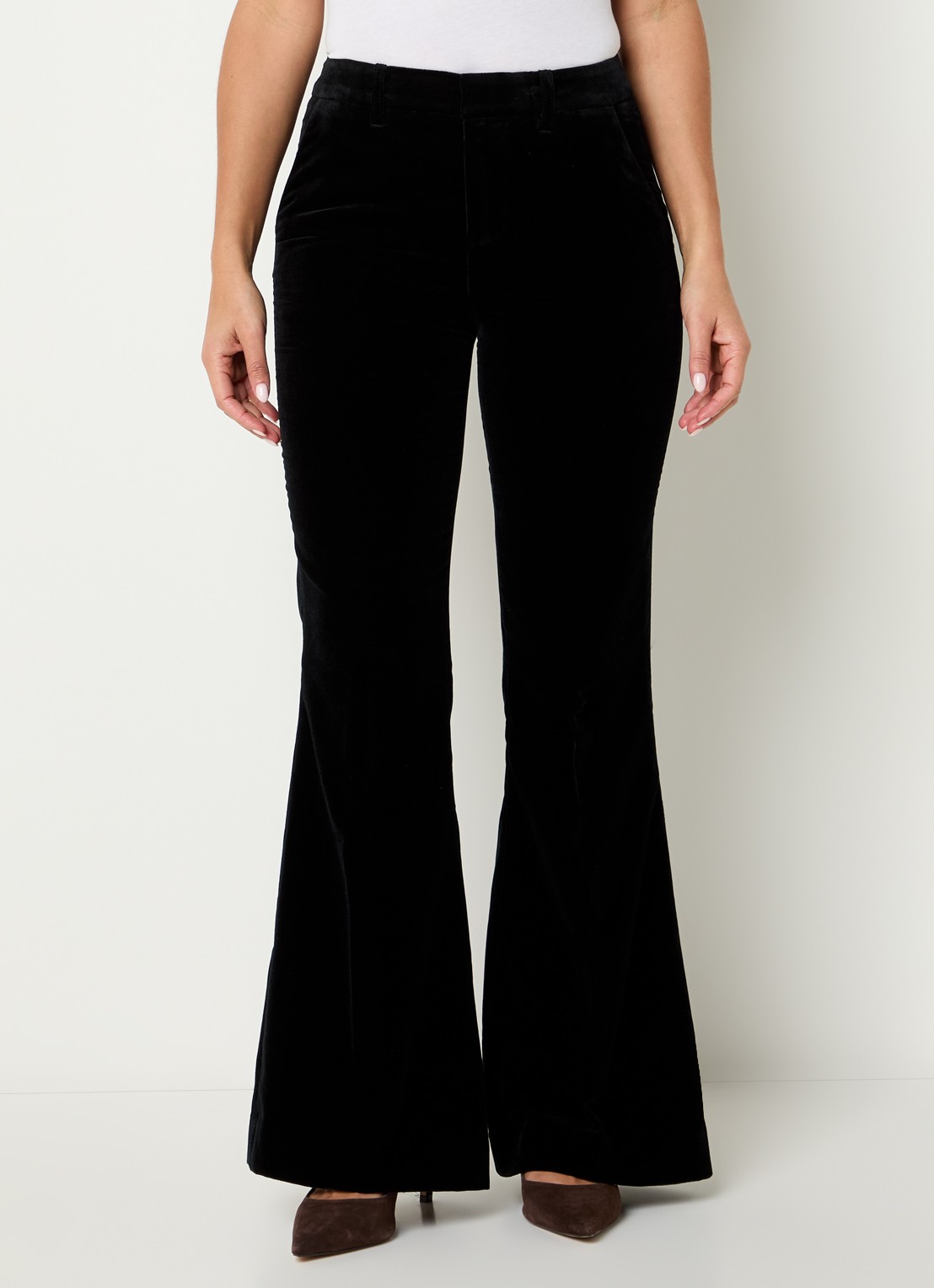 Zadig&Voltaire Prevy high waist flared fit pantalon van fluweel met steekzakken - detail 2 zwart