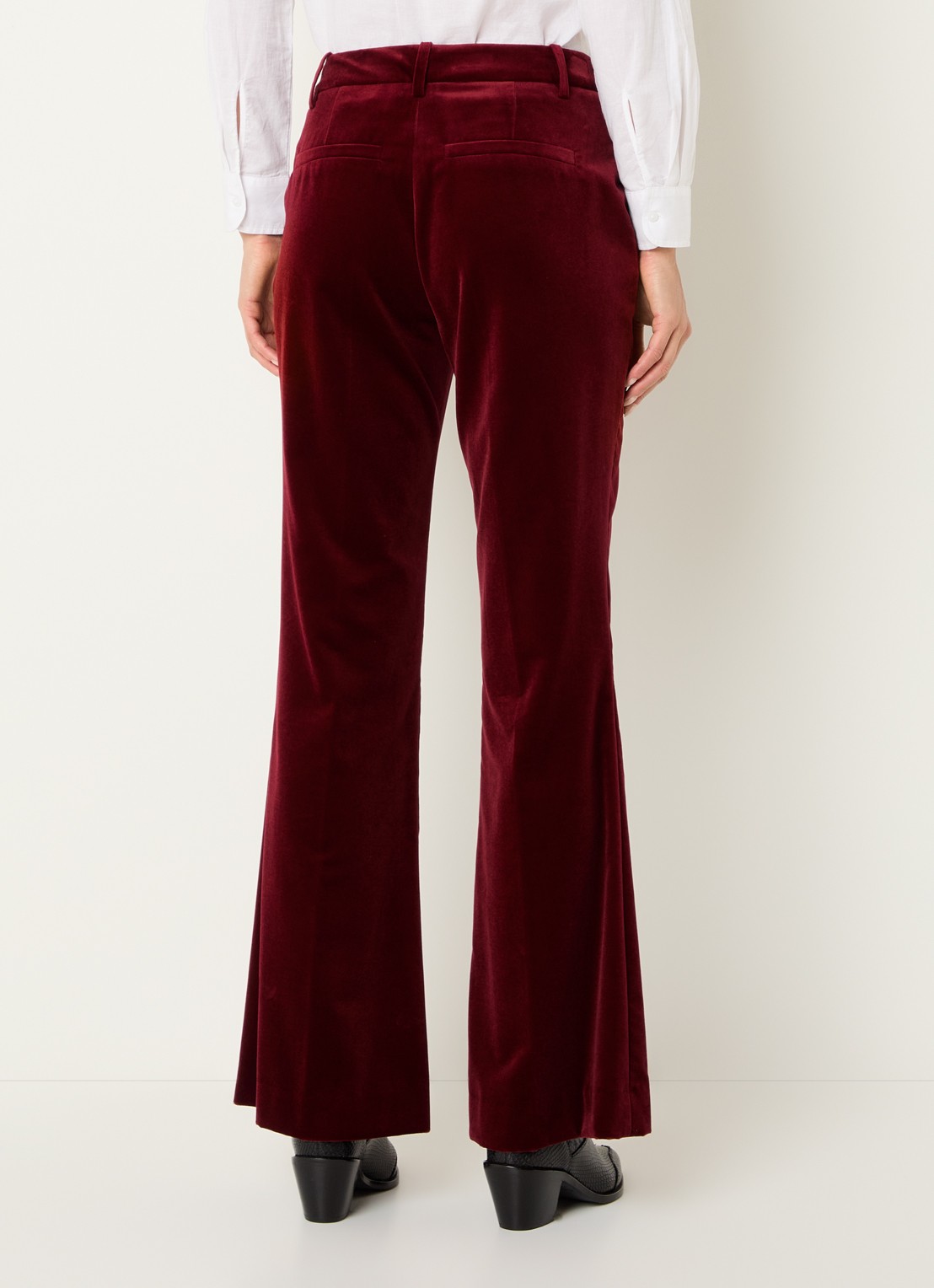 Zadig&Voltaire Prevy mid waist flared fit pantalon van fluweel met steekzakken - achterkant 2 kersenrood