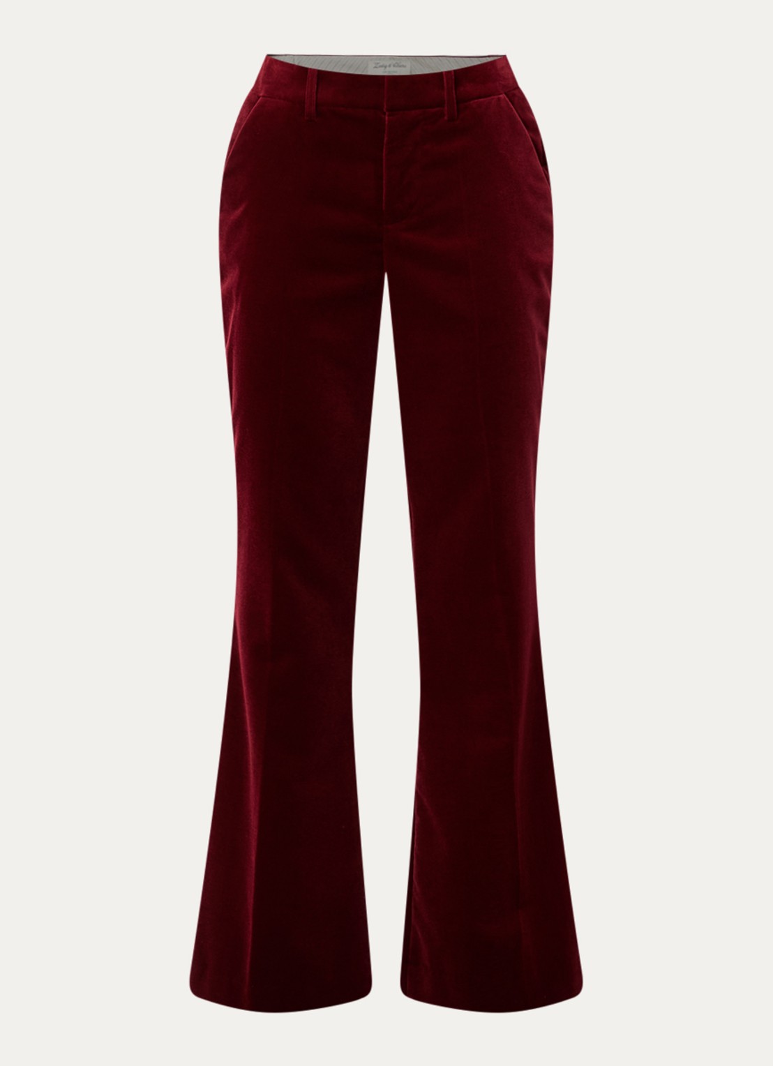 Zadig&Voltaire Prevy mid waist flared fit pantalon van fluweel met steekzakken - voorkant 3 kersenrood